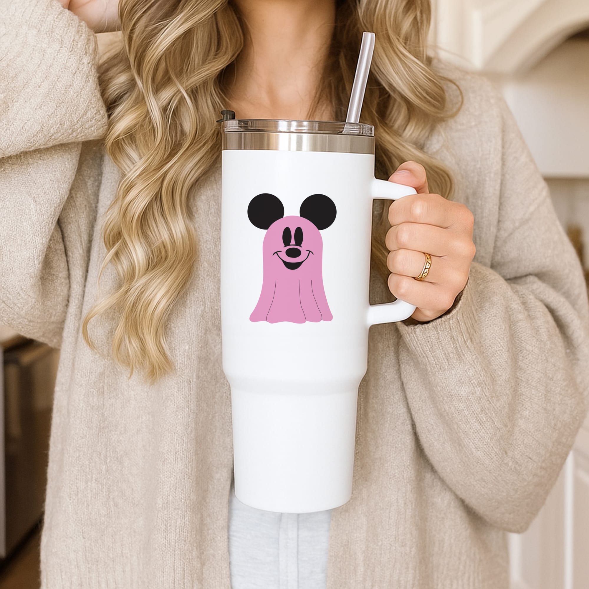 Mouse Ghost Pattern Halloween Tumbler