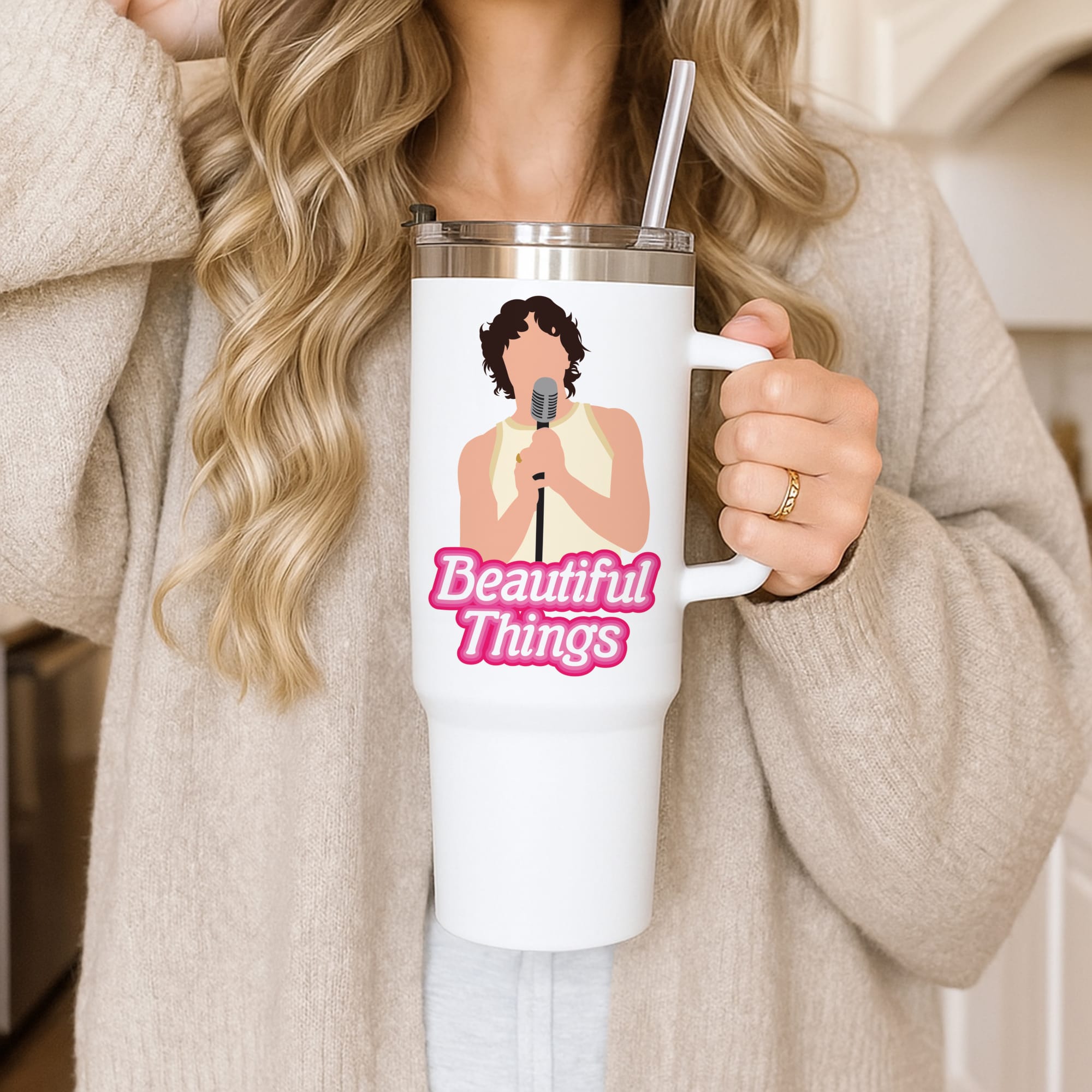 Neon Pink Beautiful Things Tumbler