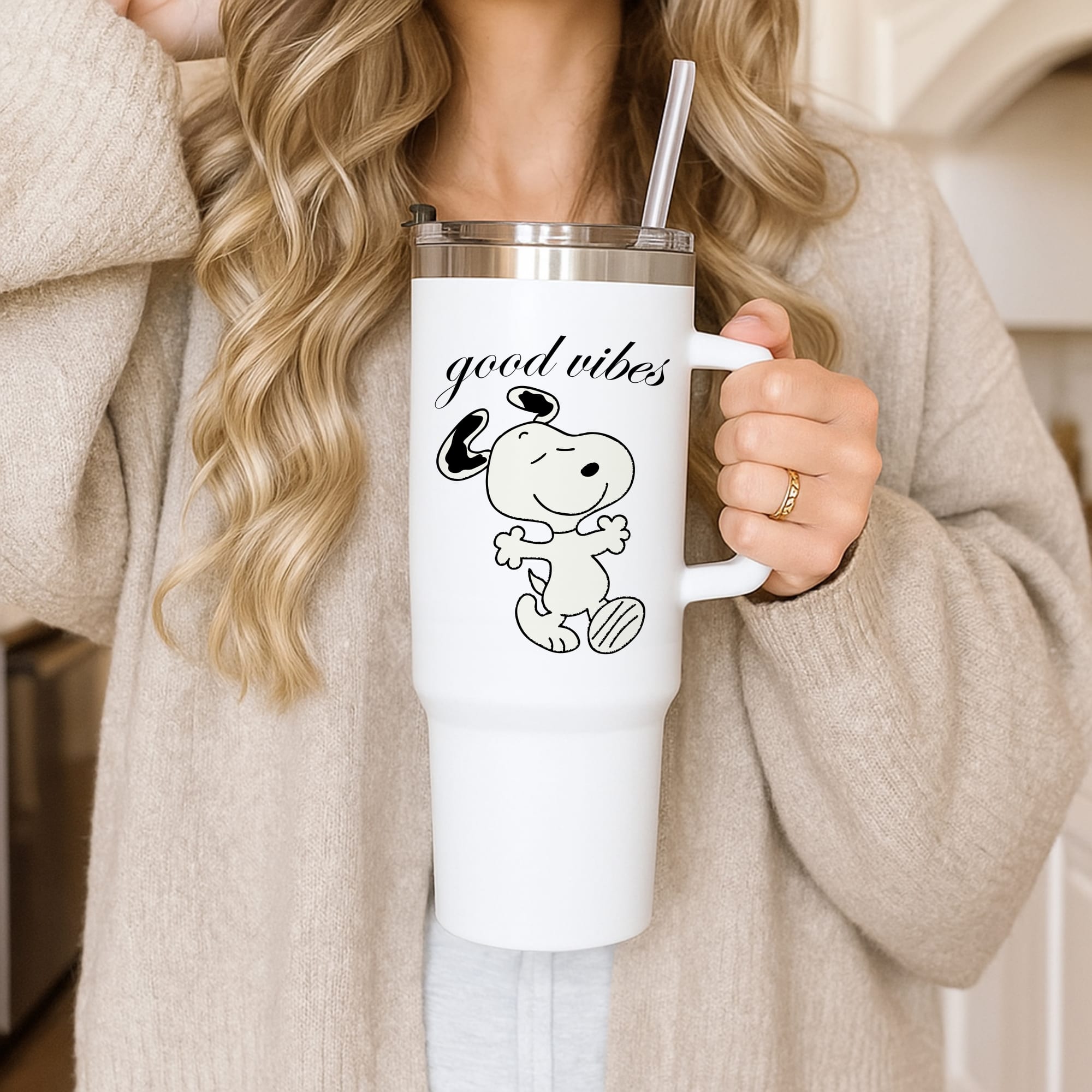 Good Vibes Cartoon Beagle Tumbler