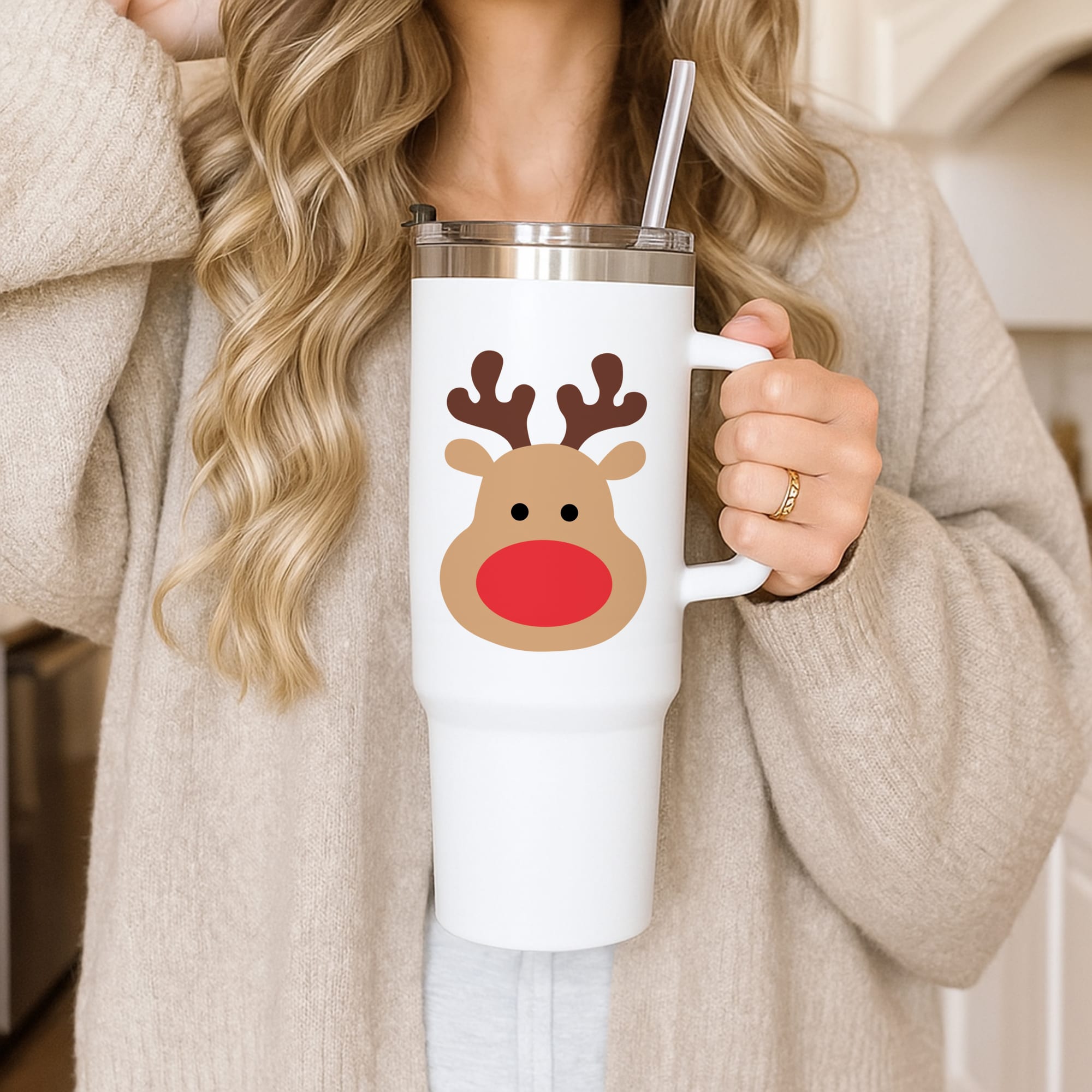 Rudolph Face - Christmas Tumbler