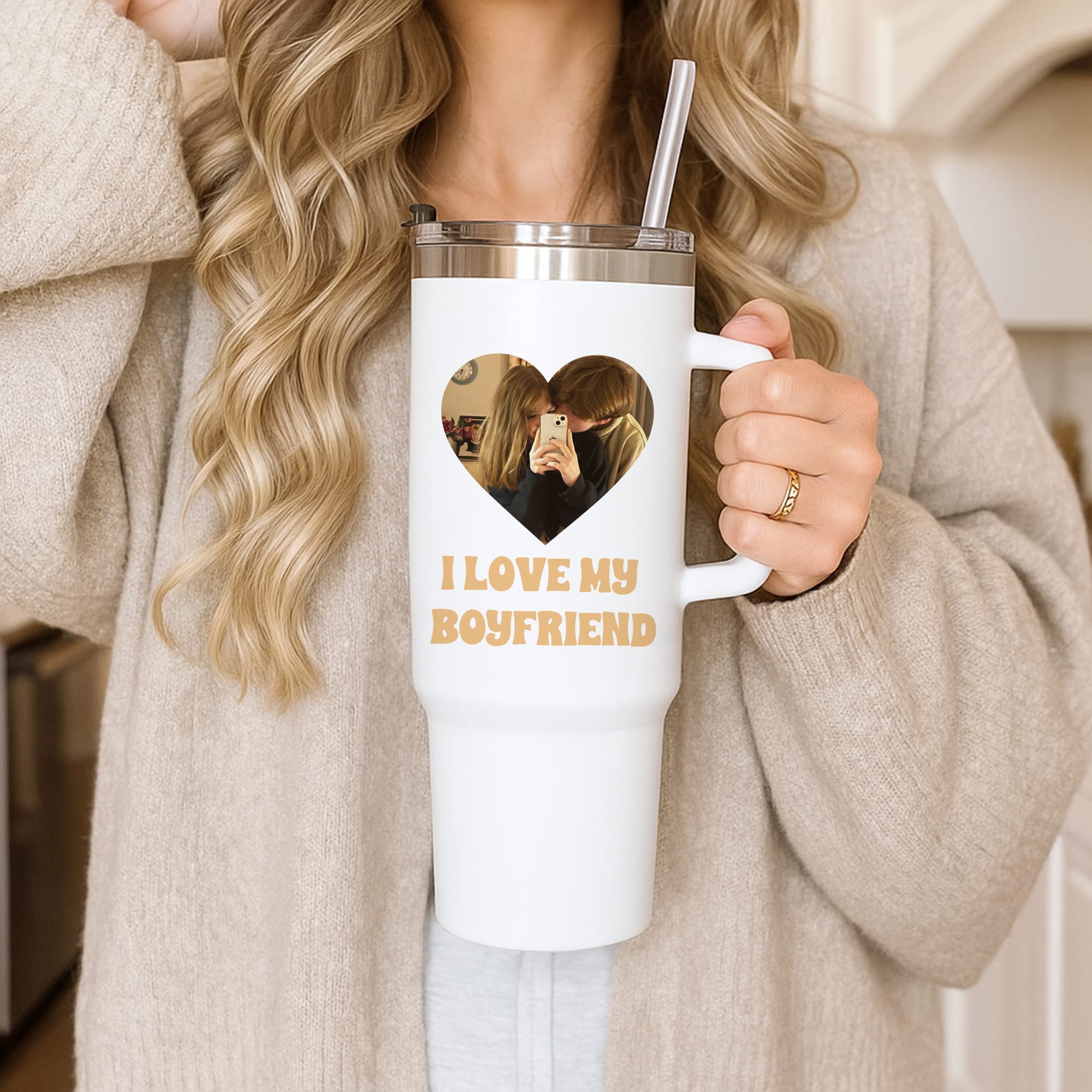 I Love My Boyfriend - Personalised Couples Tumbler