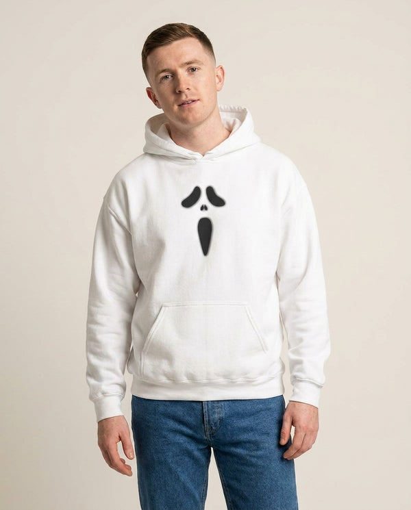 Scream - Halloween Hoodie — White Front, worn