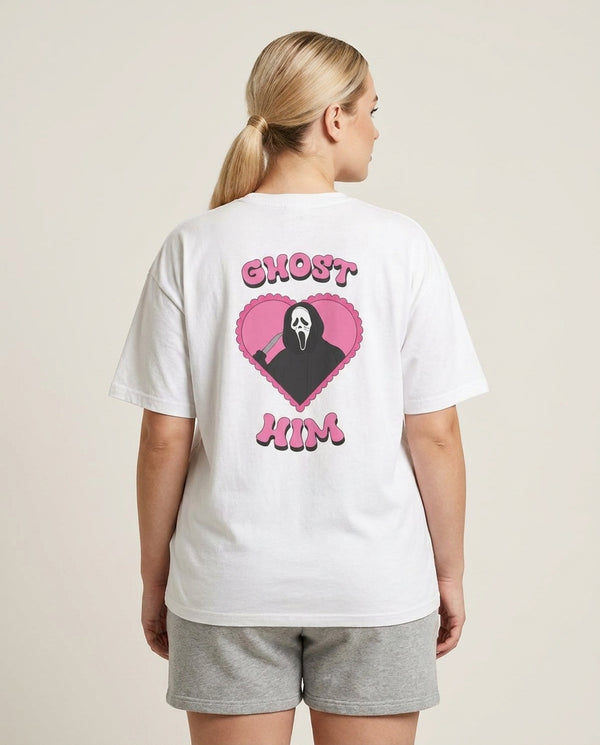Ghost Him T-Shirt — White Back, worn