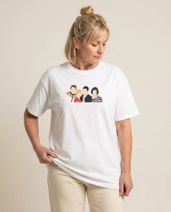 Cast T-Shirt — White Front, worn