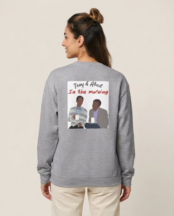 Troy And Abed In The Morning - Community Sweatshirt — Grey Back, worn