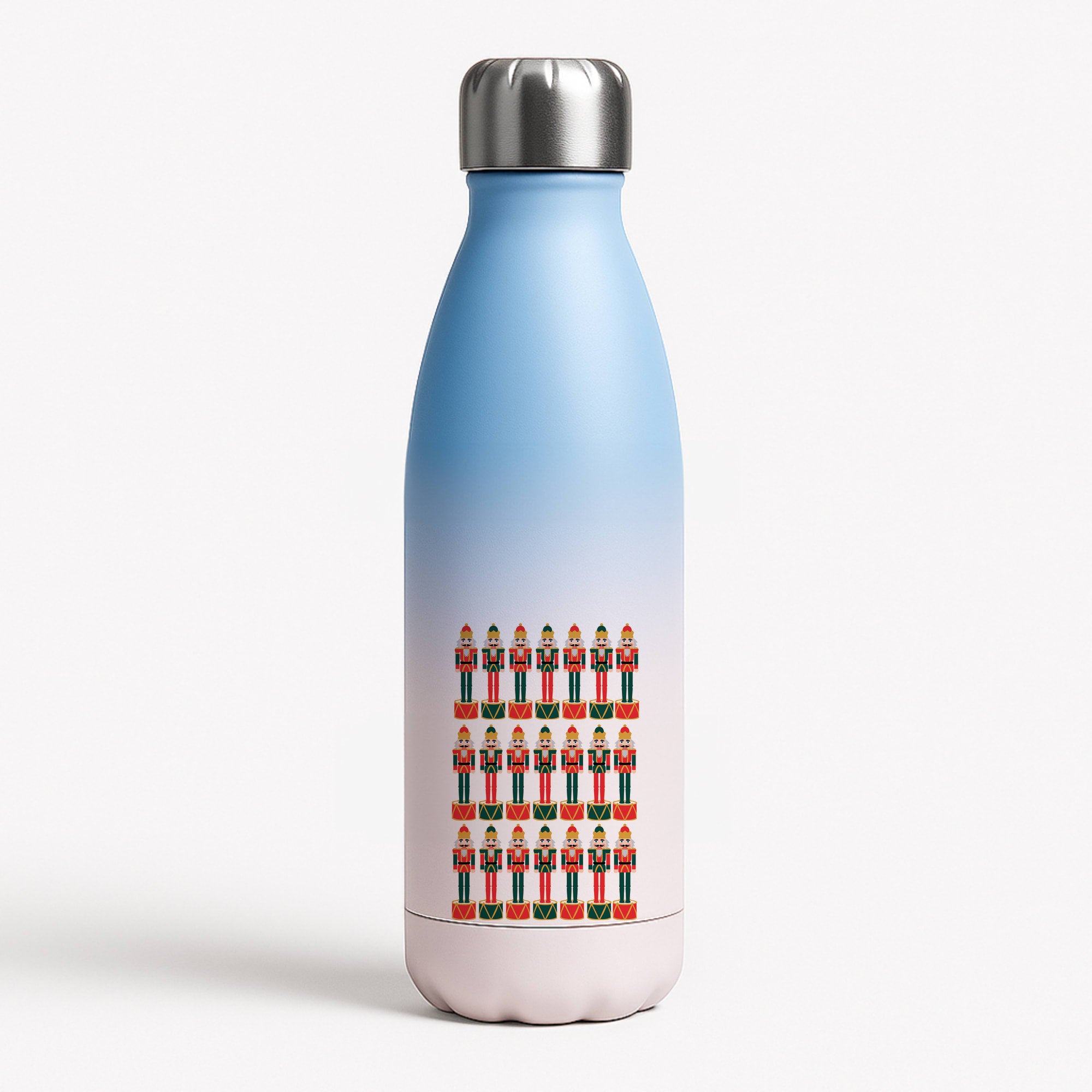 Nutcracker - Christmas Patterns Blue Water Bottle