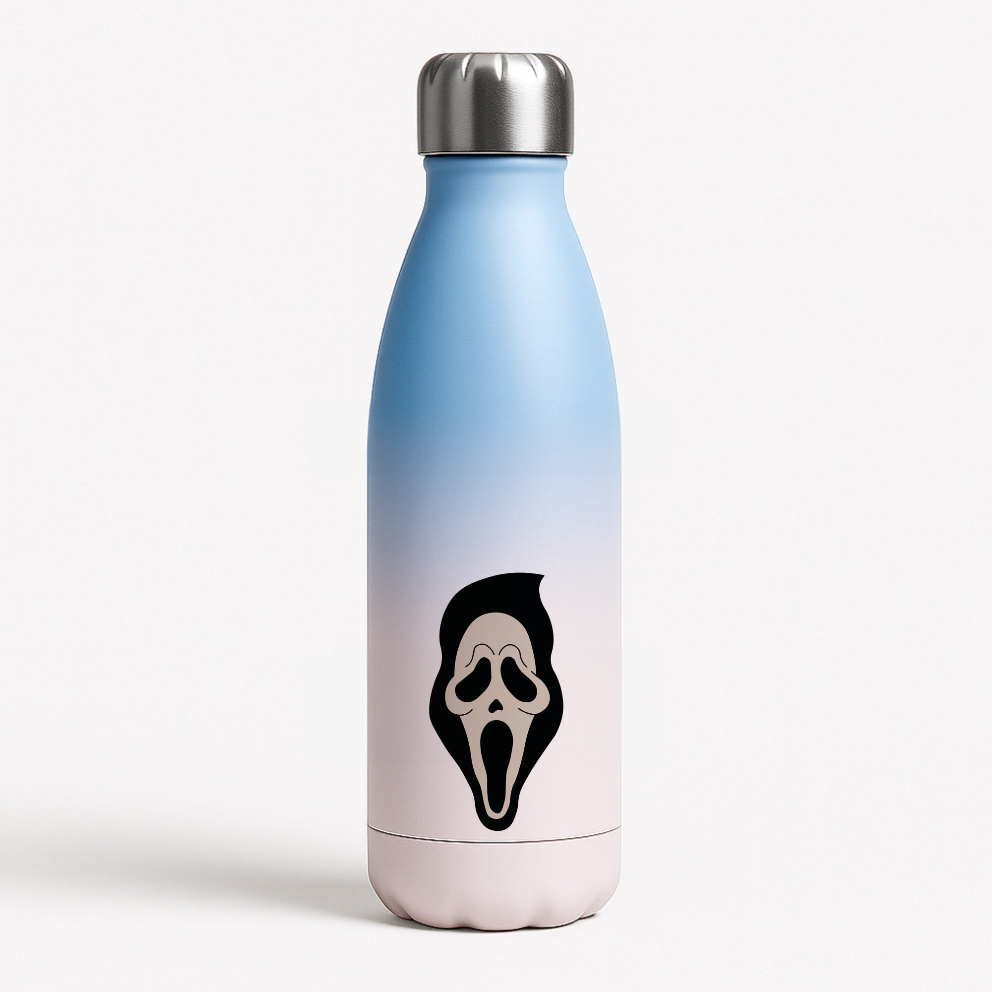 Pink Ghostface Pattern - Scream Blue Water Bottle
