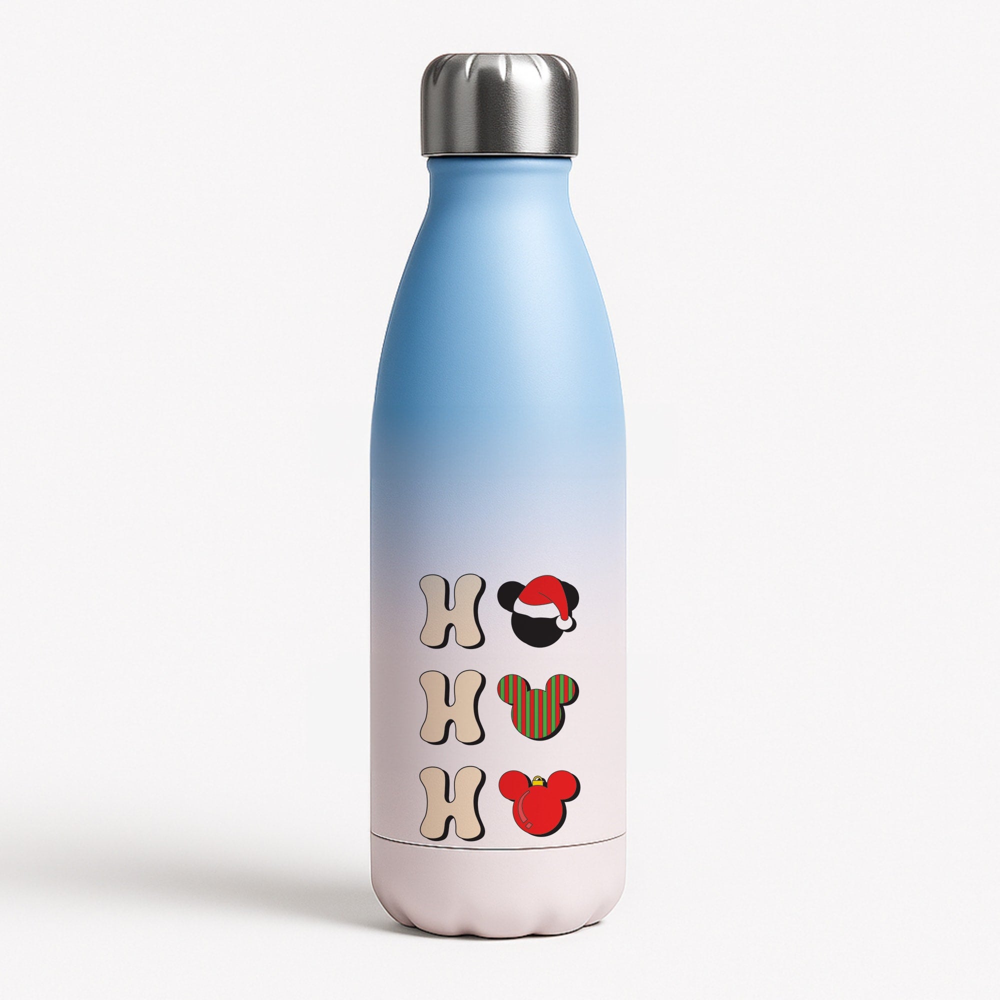 Ho Ho Ho Mickey Blue Water Bottle