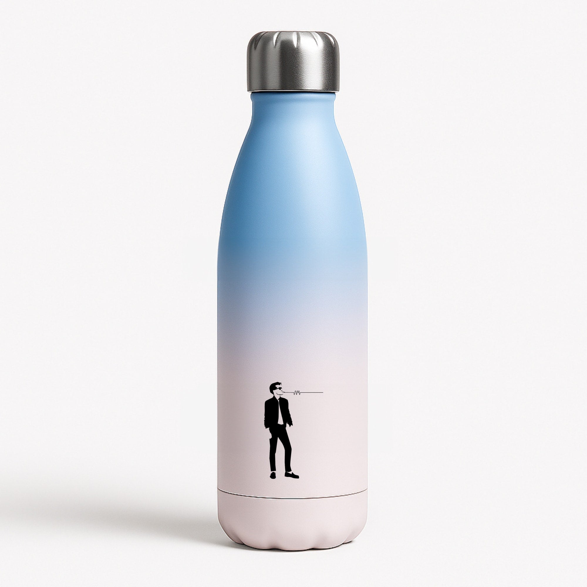 A Monkeys Silhouette Blue Water Bottle