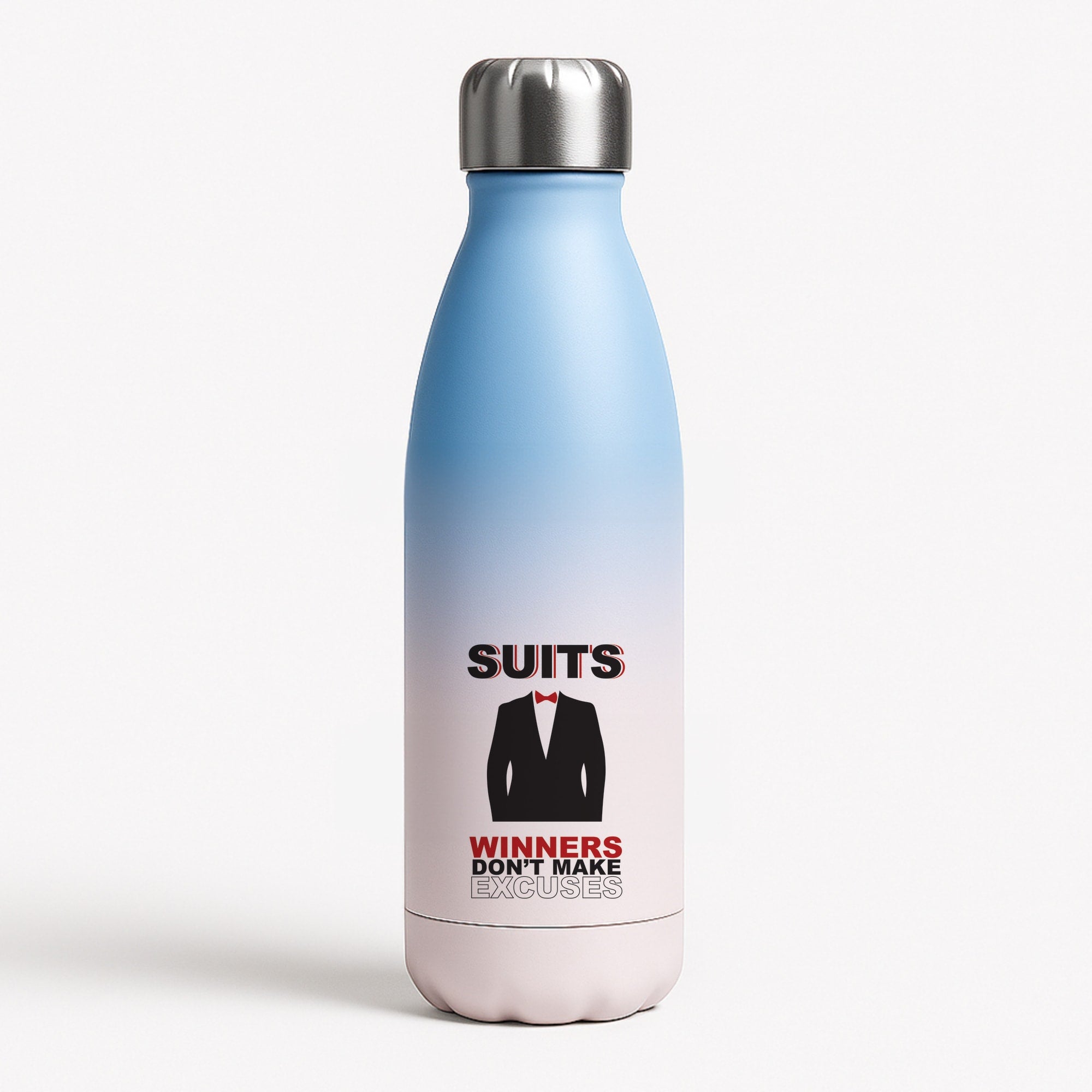 Winners Don't Make Excuses Blue Water Bottle
