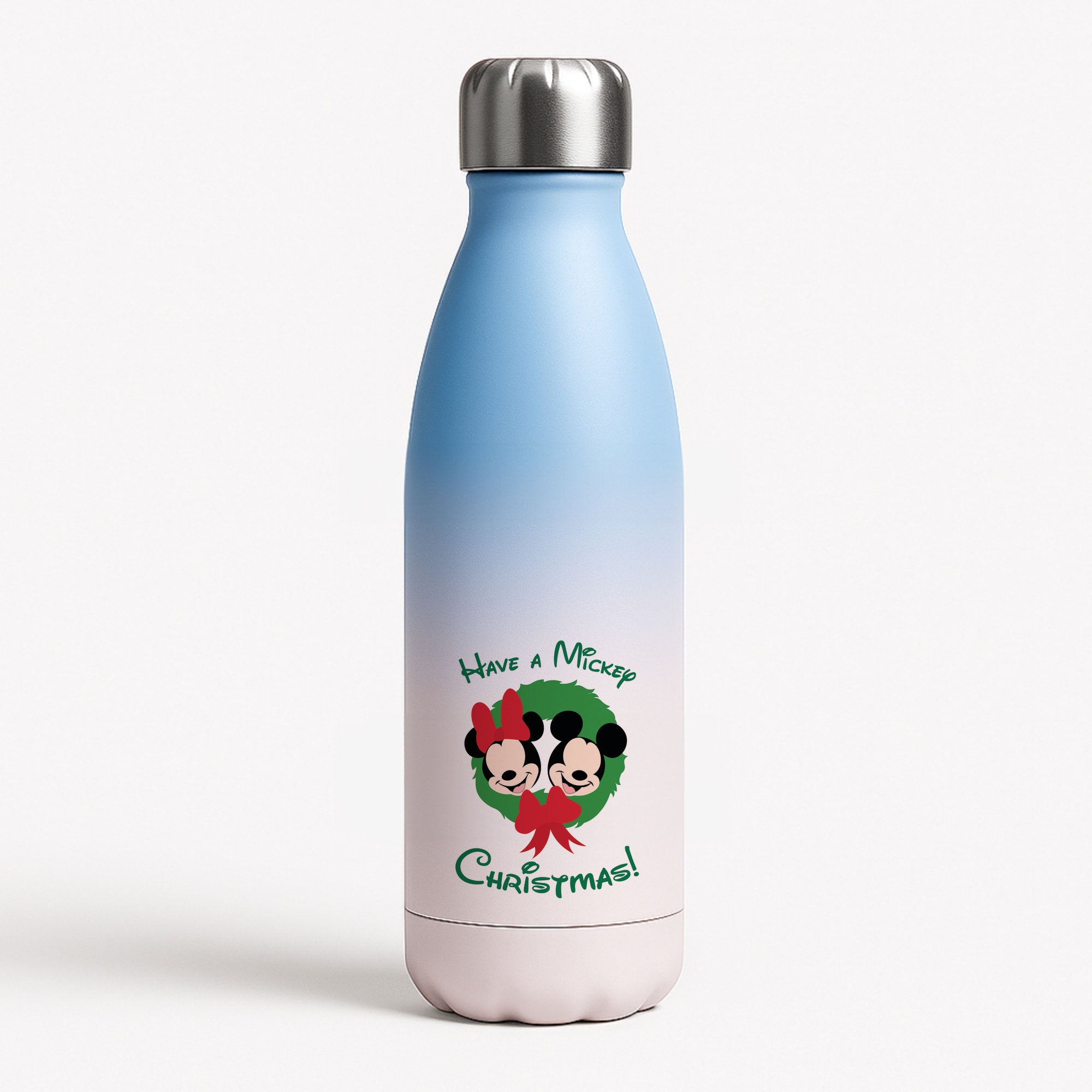 Have A Mickey Christmas Blue Water Bottle