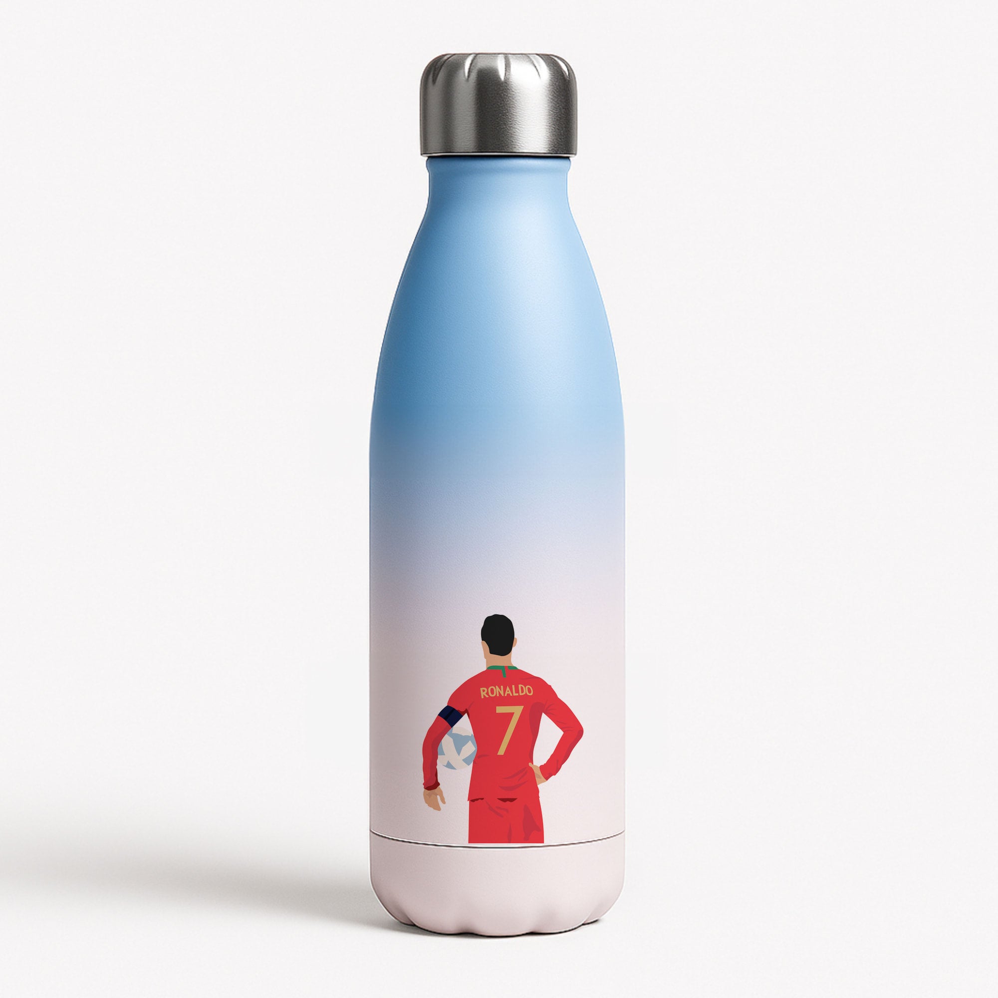 Ronaldo - Football Blue Water Bottle