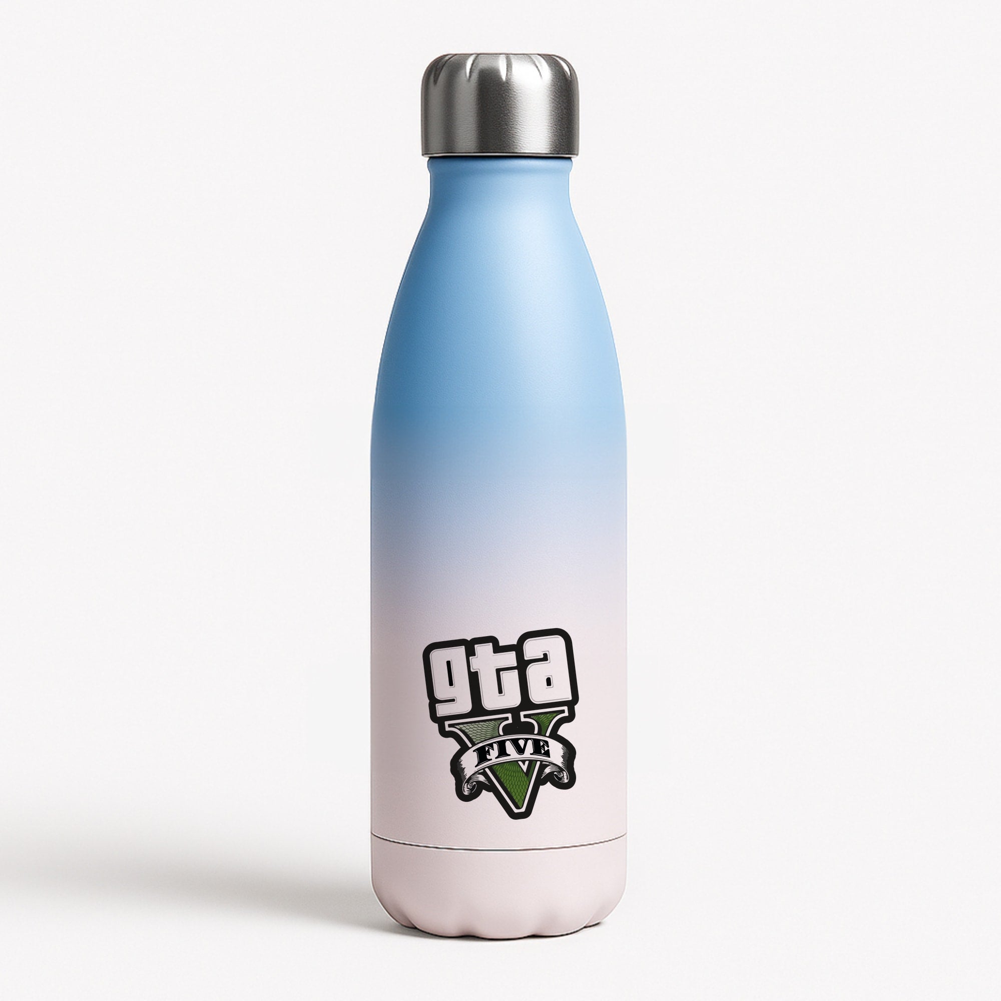 Green Five - Video Game Blue Water Bottle