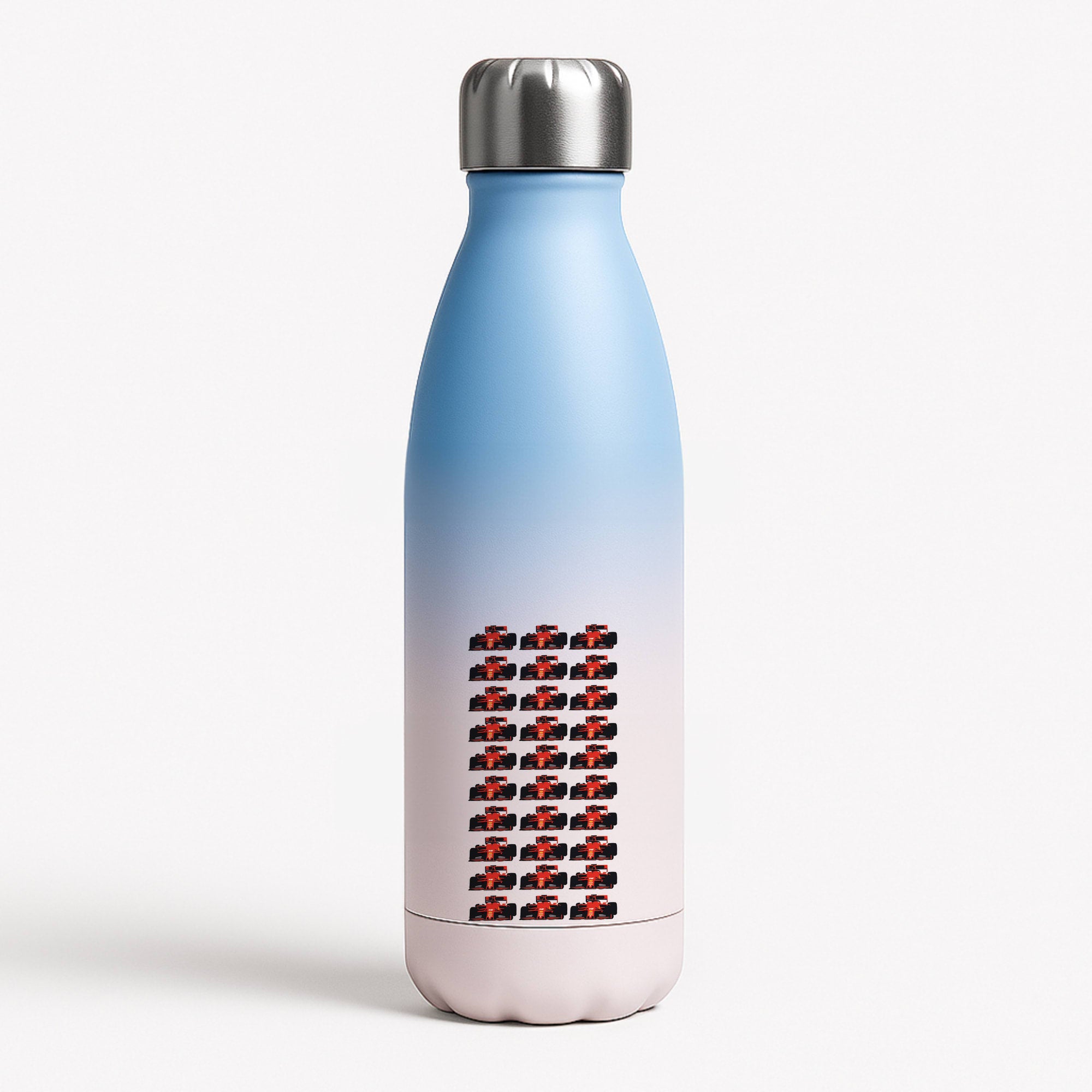 F1 Car Collage Blue Water Bottle