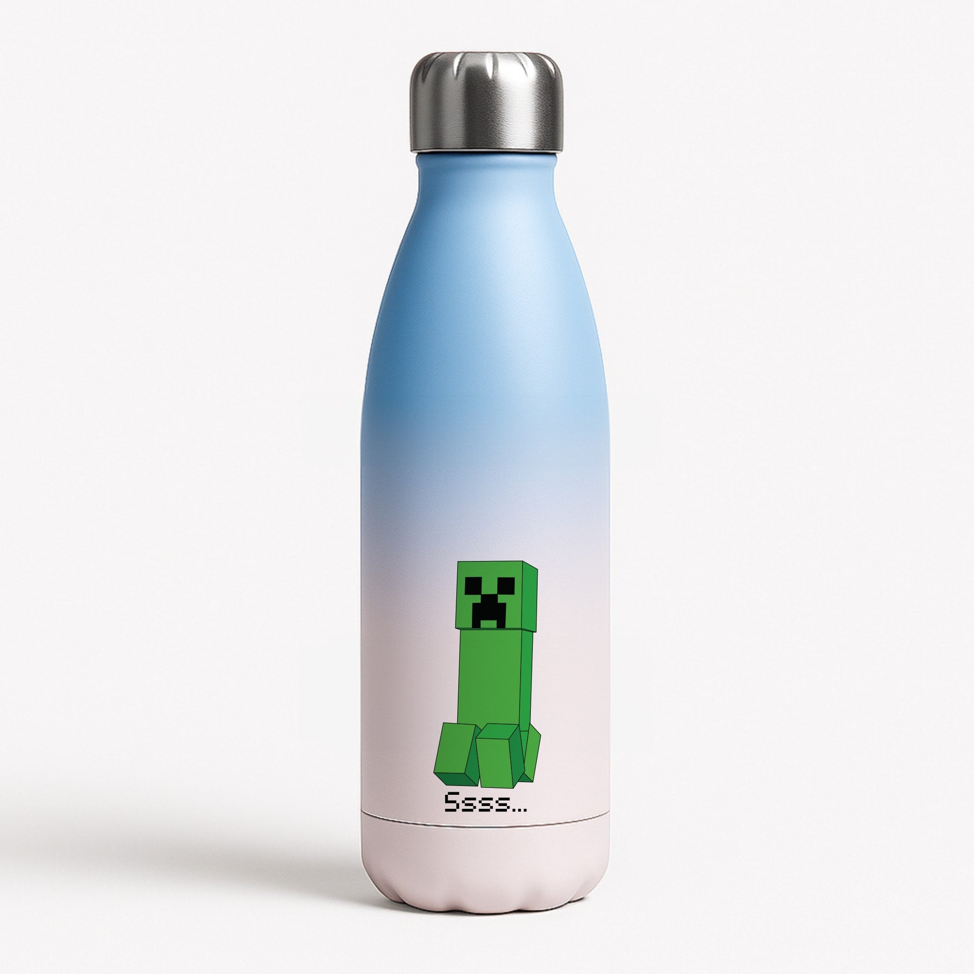 Creeper Standing Blue Water Bottle