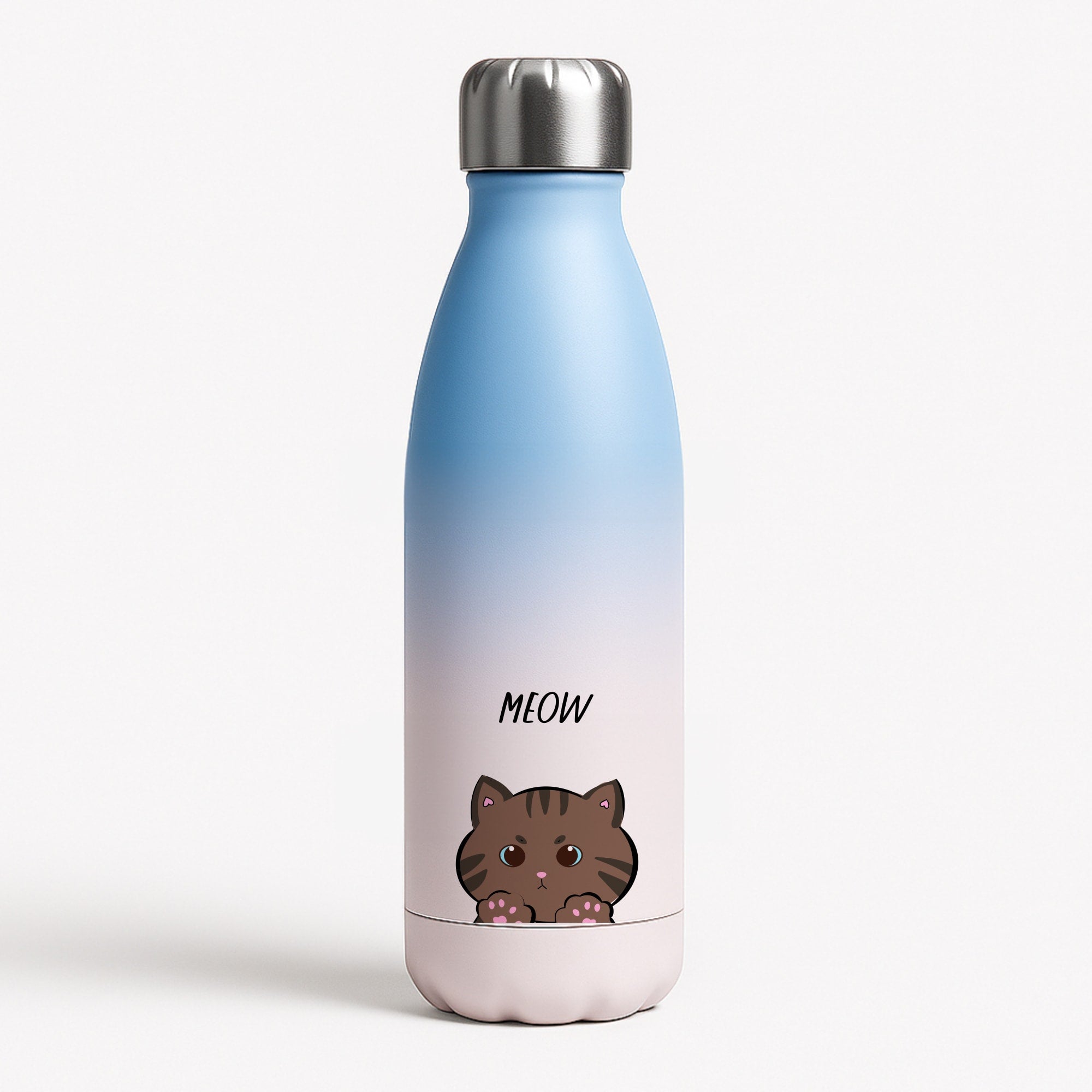 Meow Purple - Cats Blue Water Bottle