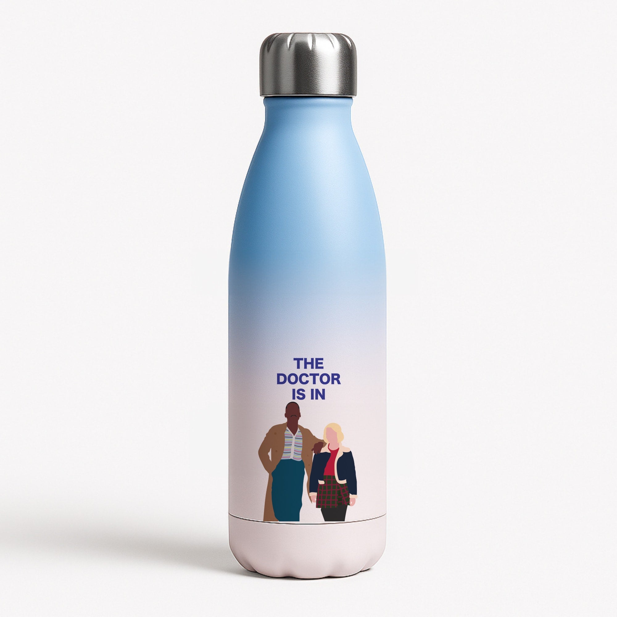 The Doctor Is In - Doctor Who Blue Water Bottle
