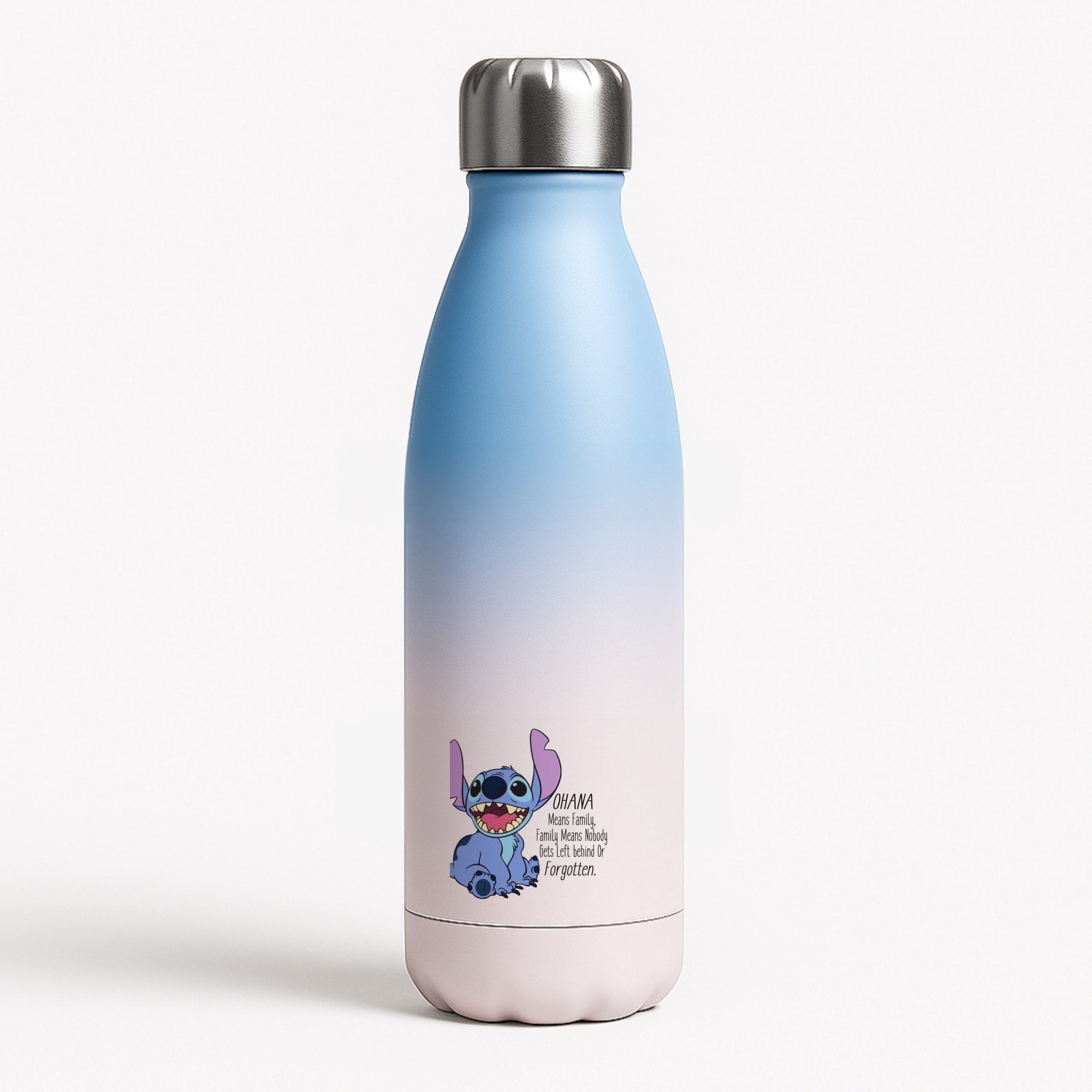 Ohana Means Family - Blue Alien Blue Water Bottle