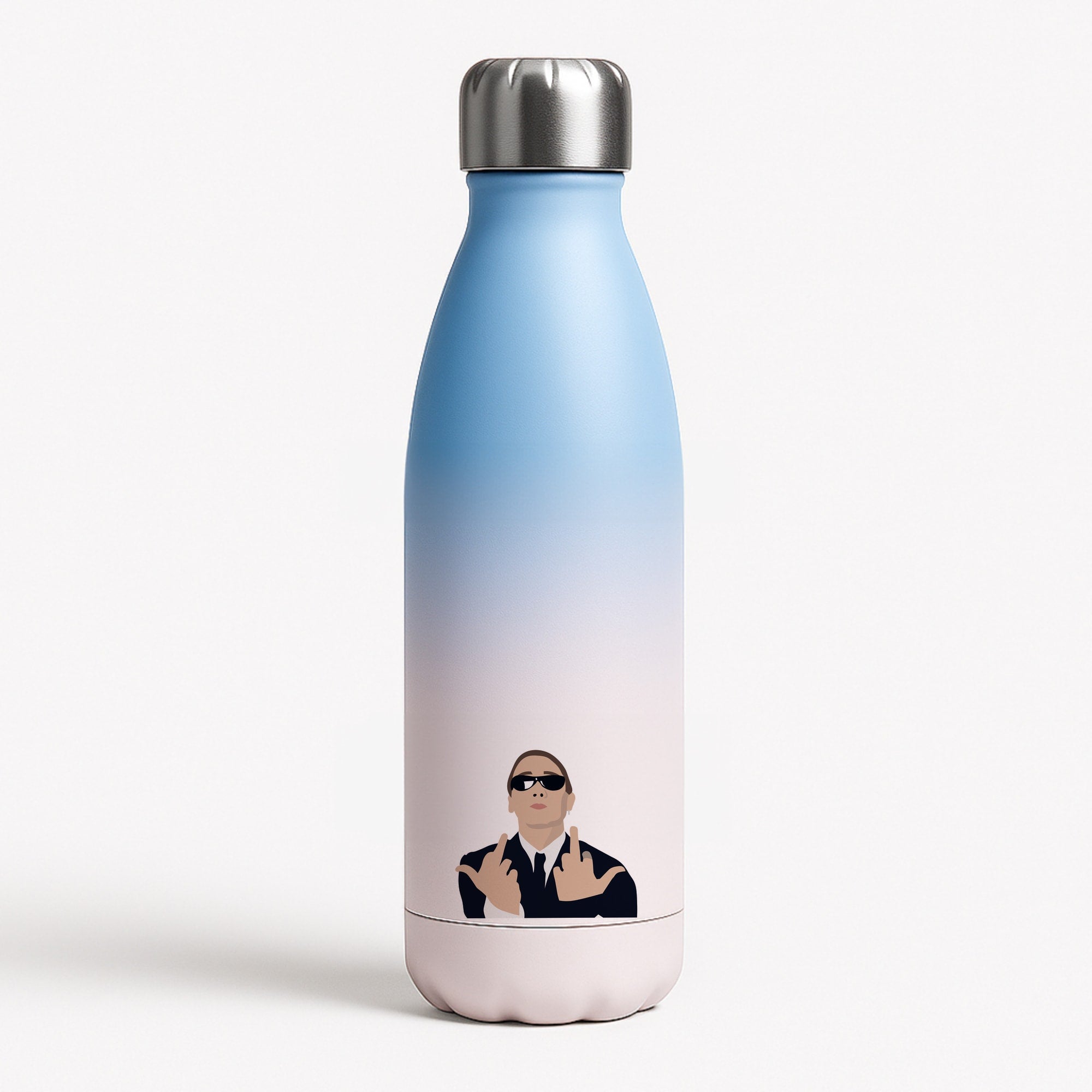 Middle Finger Blue Water Bottle