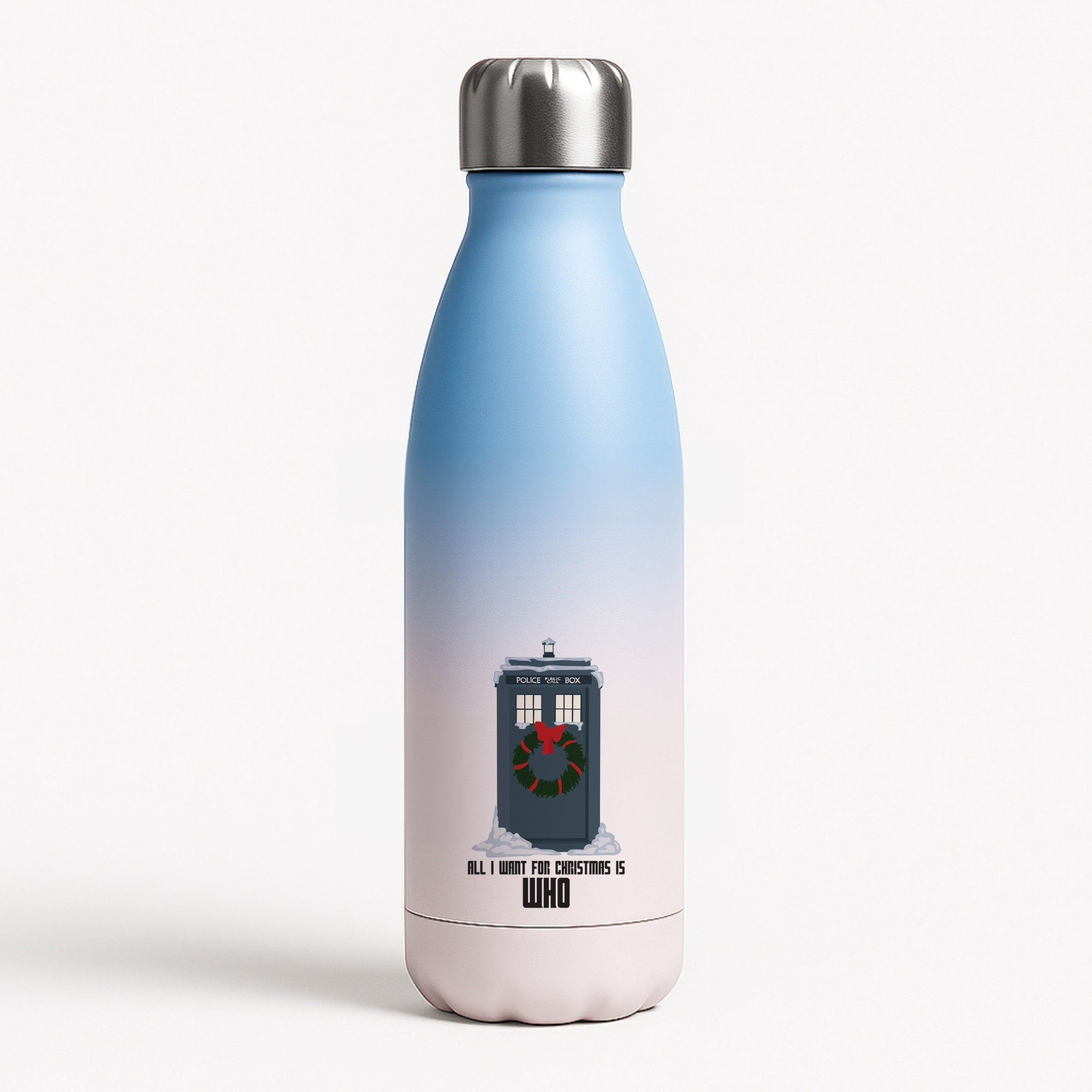 All I Want For Christmas Is Who - Doctor Who Blue Water Bottle