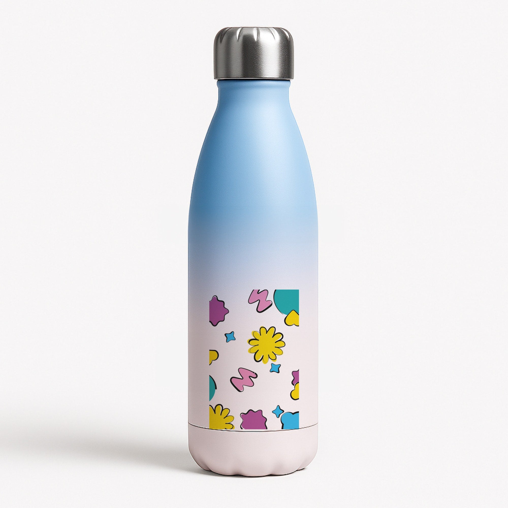 K-Pop Band Flowers Patterns Blue Water Bottle