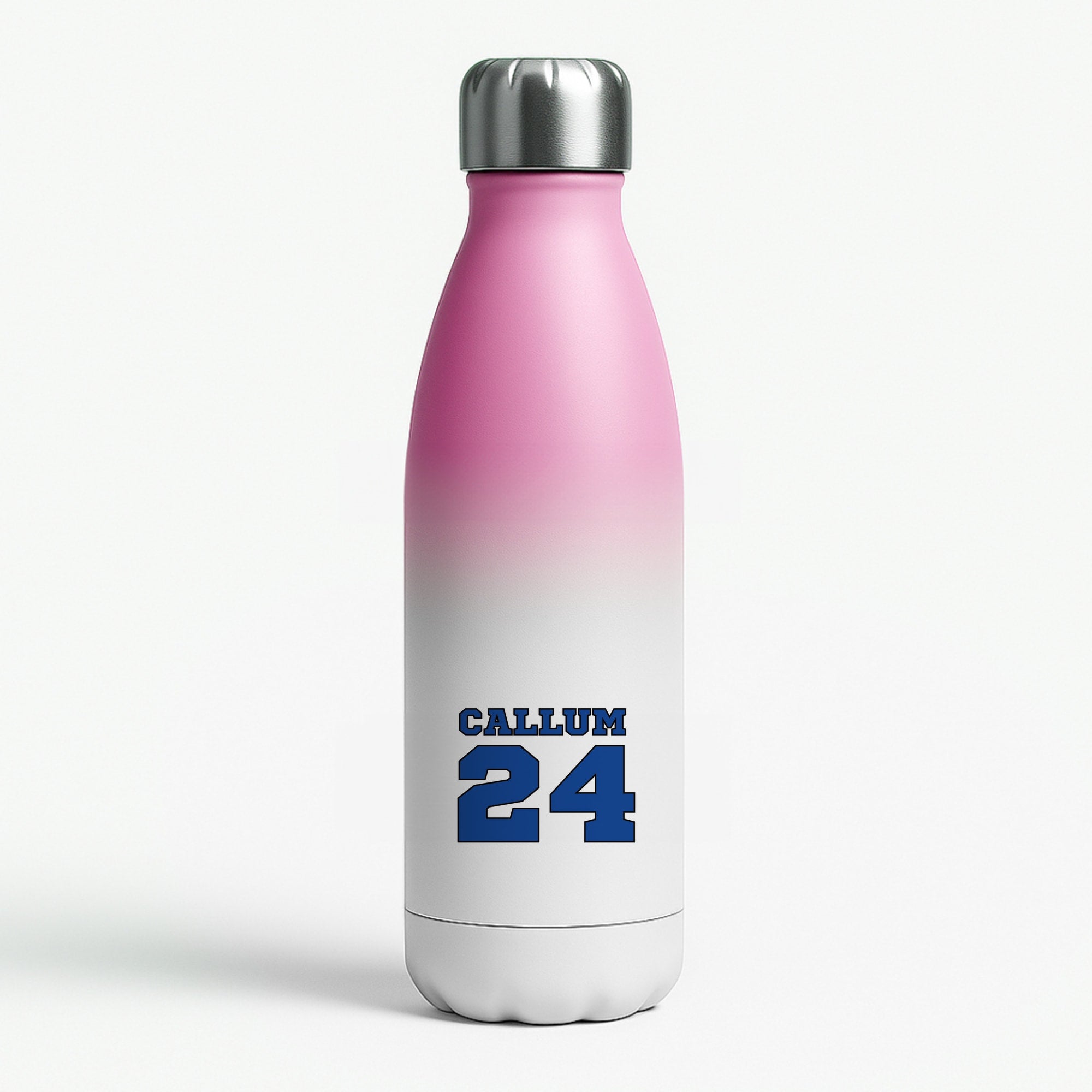 Dark Blue - Personalised Football Pink Water Bottle