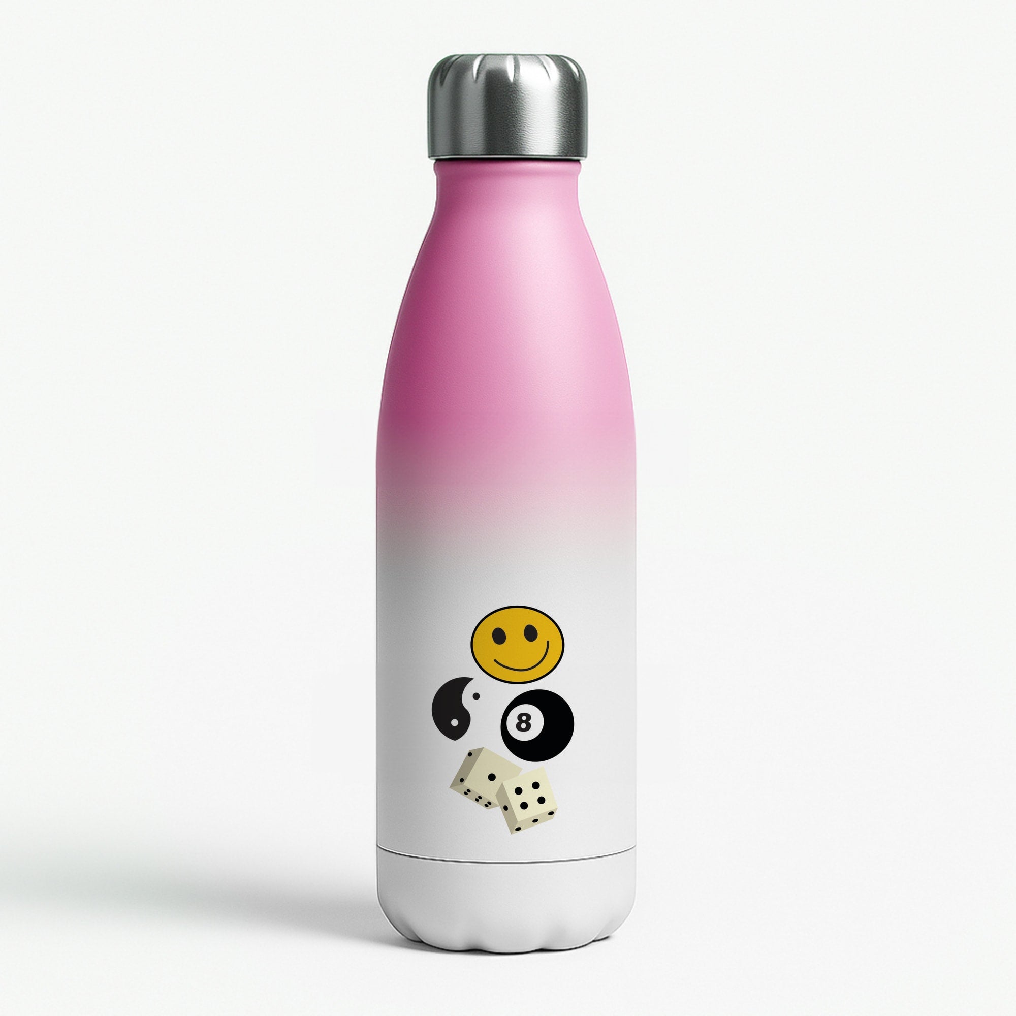 8 Ball Pattern - Skate Aesthetic Pink Water Bottle