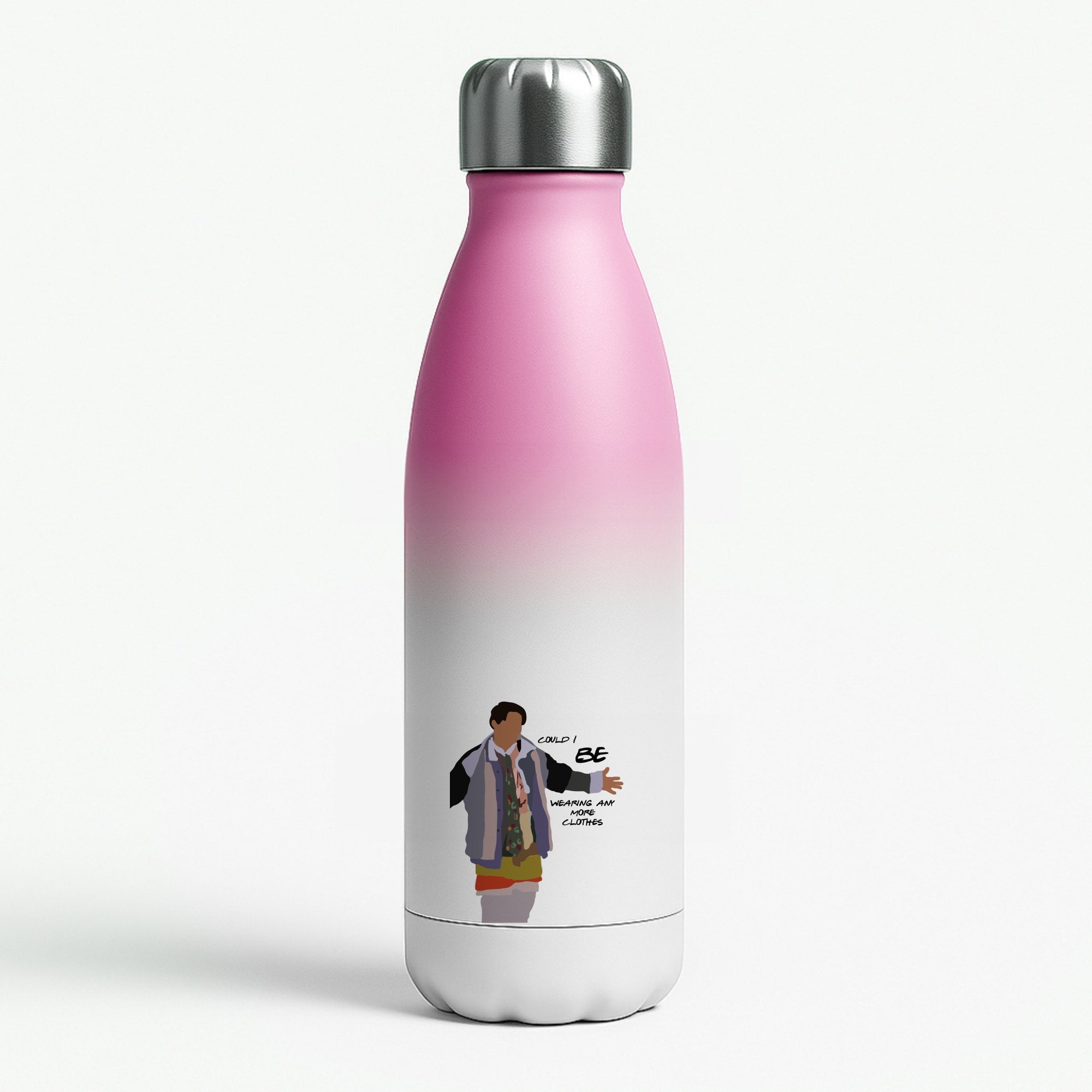 Could I Be Wearing Any More Clothes Pink Water Bottle