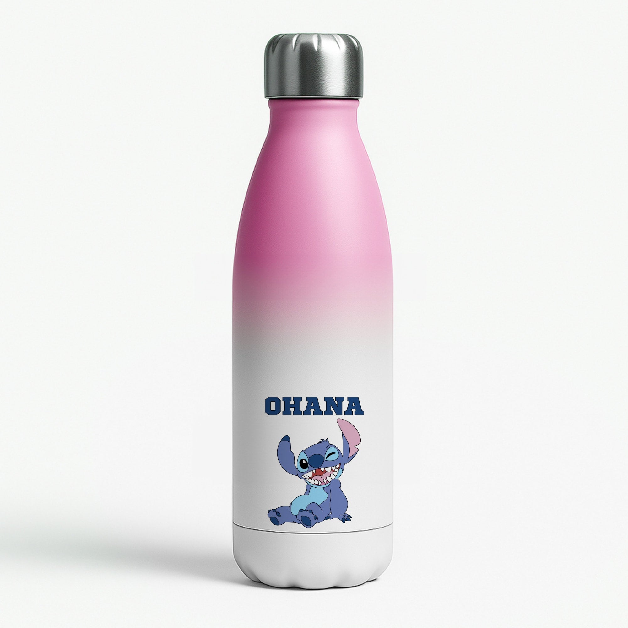 Blue Alien Ohana Pink Water Bottle