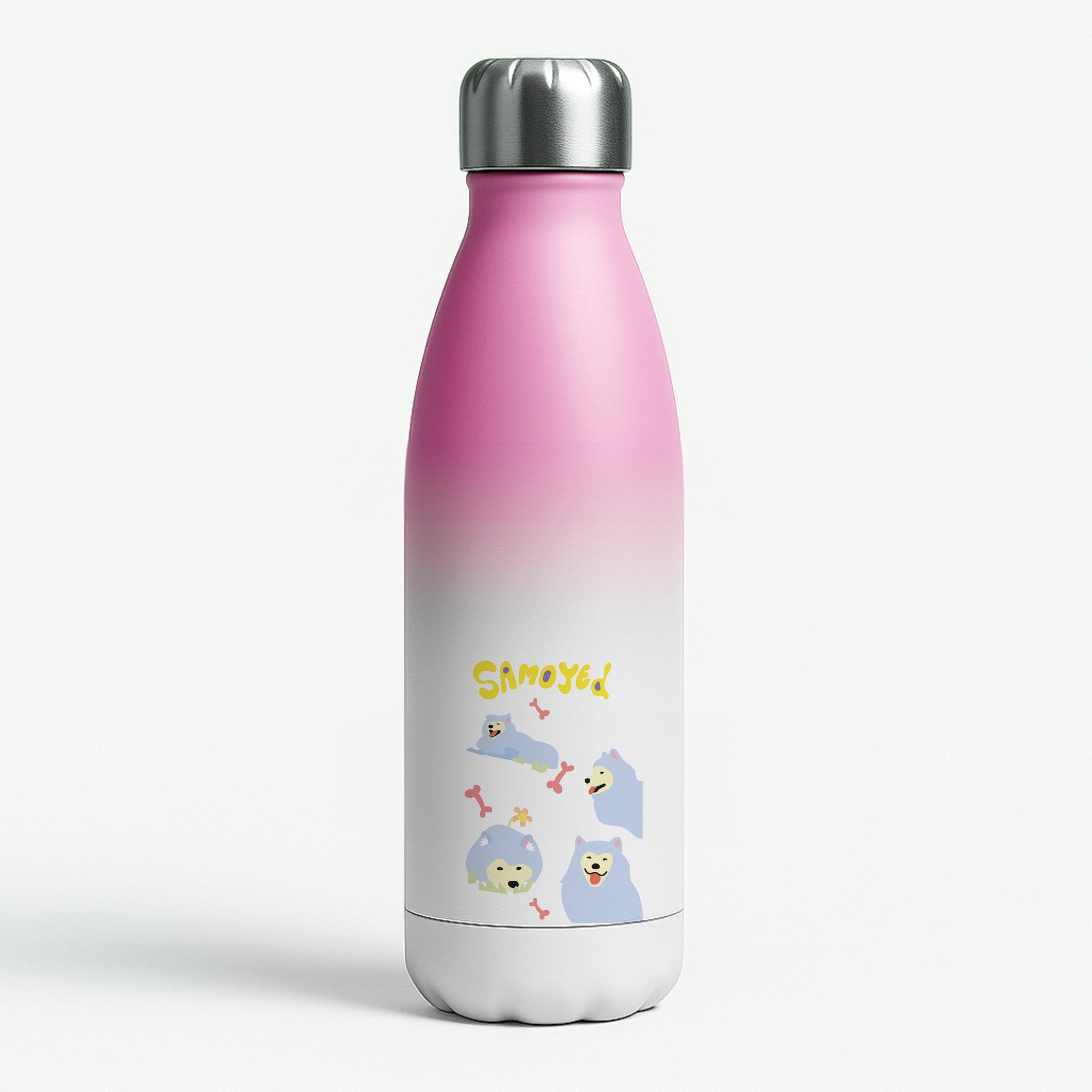 Samoyed - Dog Patterns Pink Water Bottle
