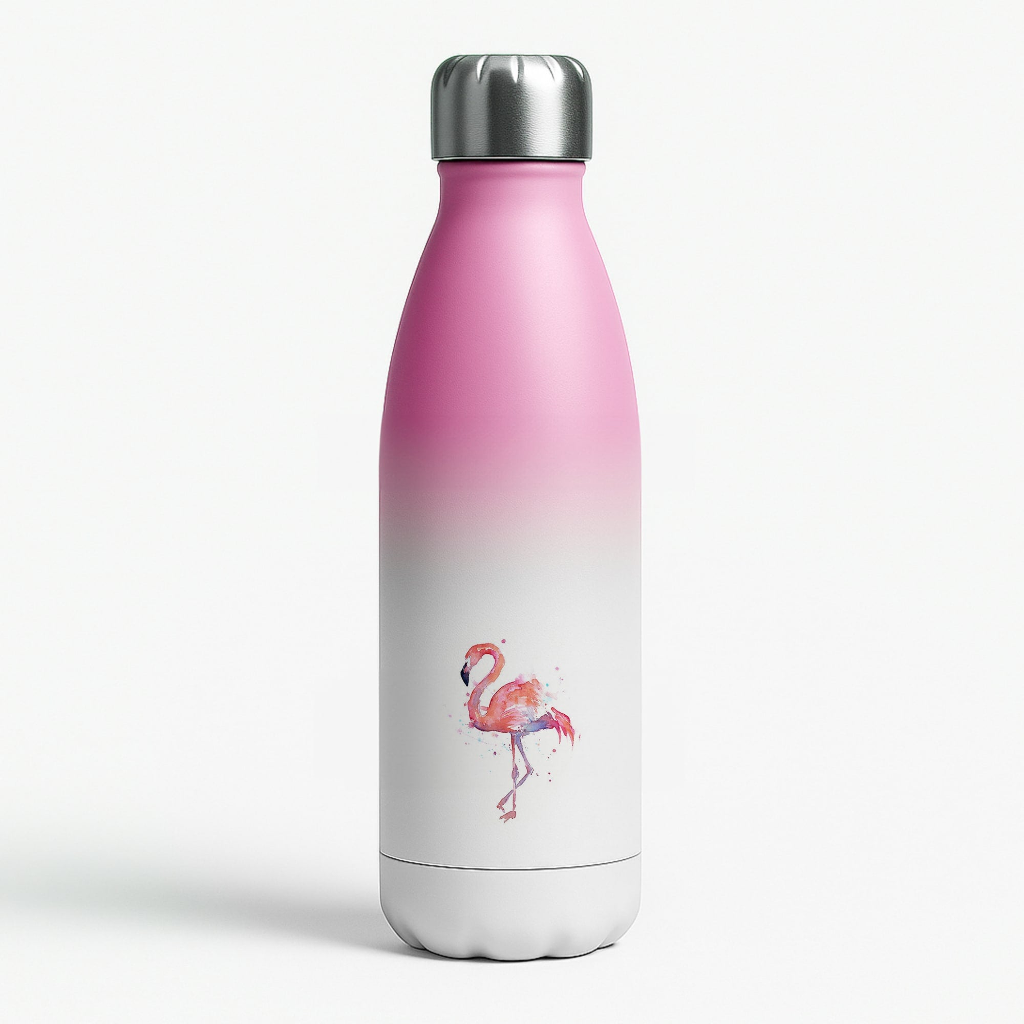 Watercolour Flamingo Painting Pink Water Bottle