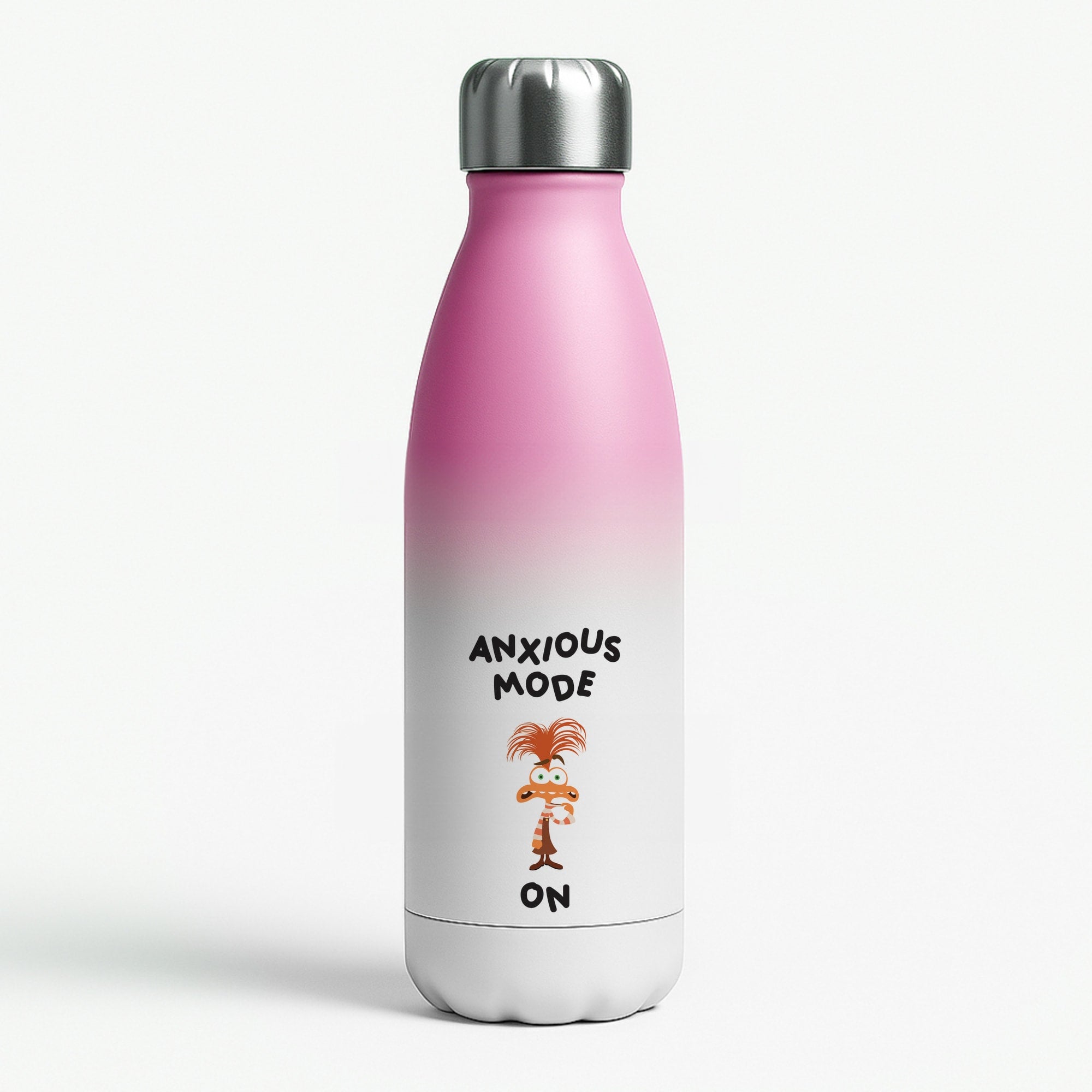 Anxious Mode On - Inside Out Pink Water Bottle