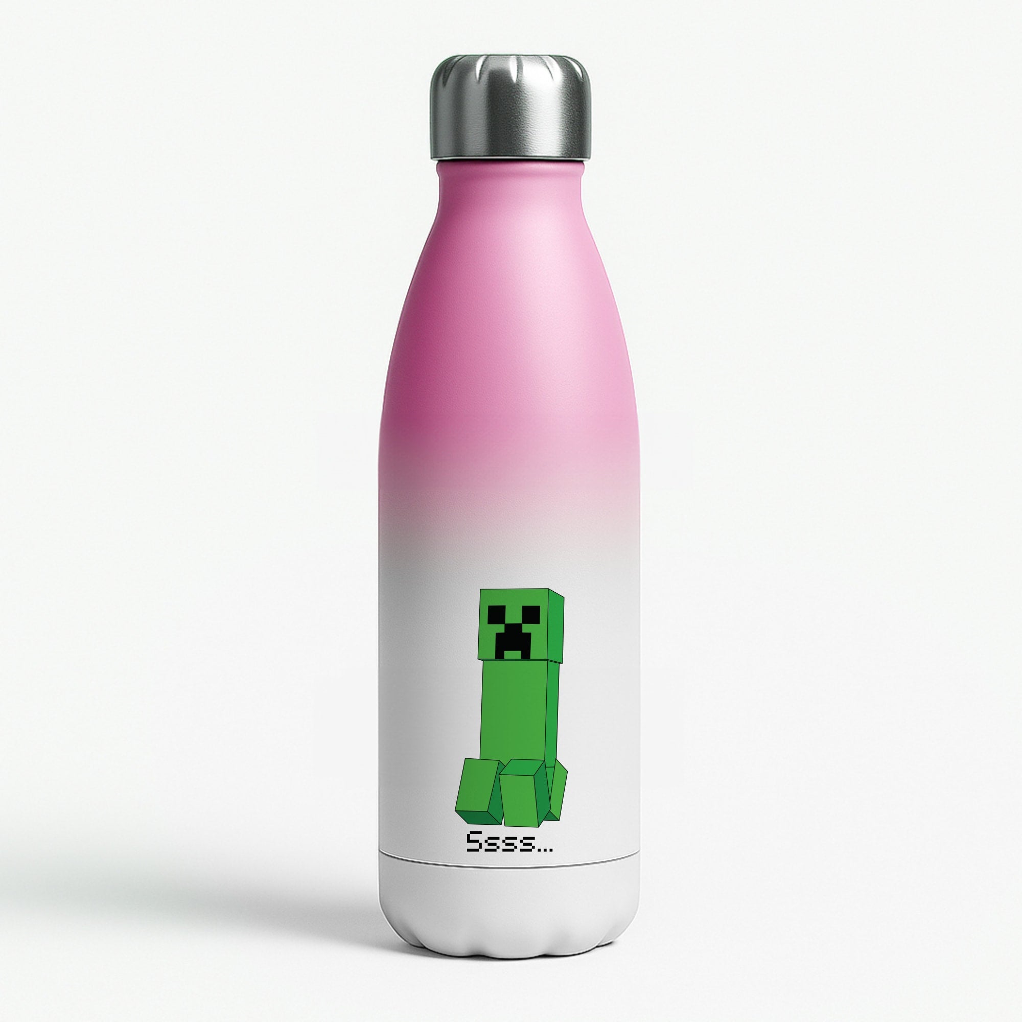 Creeper Standing Pink Water Bottle