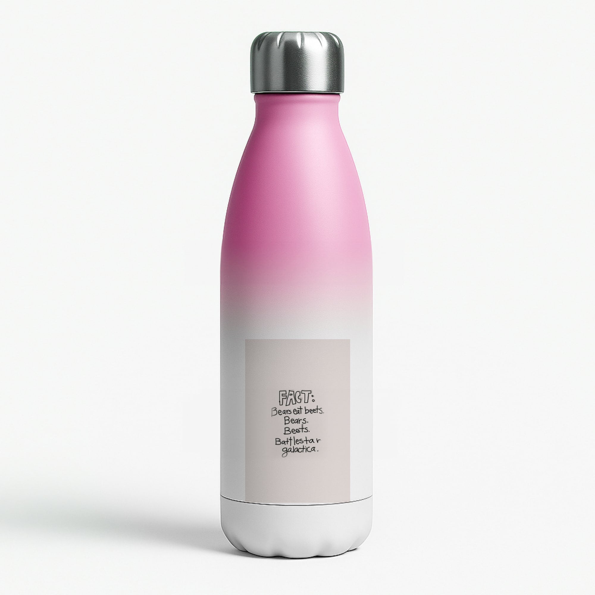 Fact - Bears Eat Beets - Bears, Beets, Battlestar Galactica Pink Water Bottle