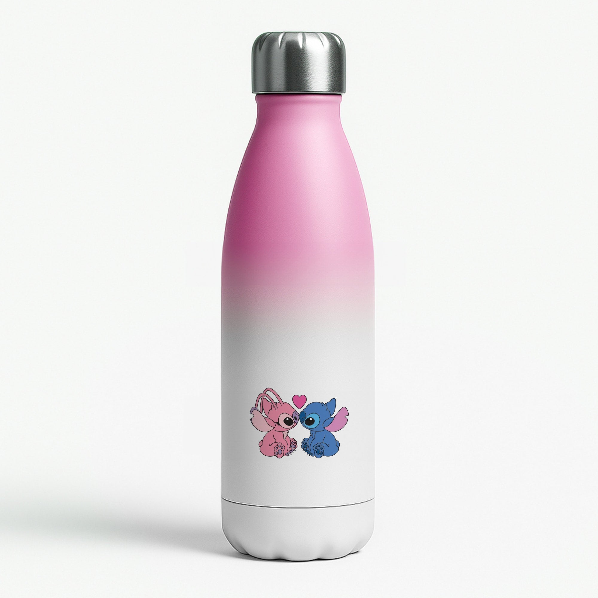 Angel And Blue Alien - Pink Alien Pink Water Bottle