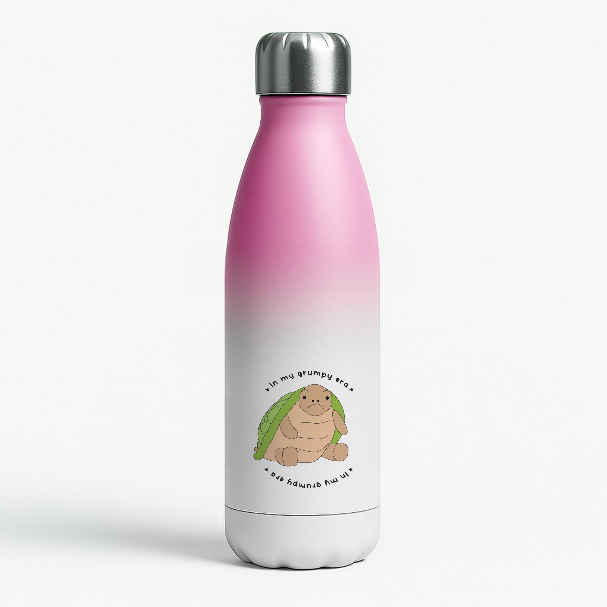 Grumpy Era Turtle Pink Water Bottle