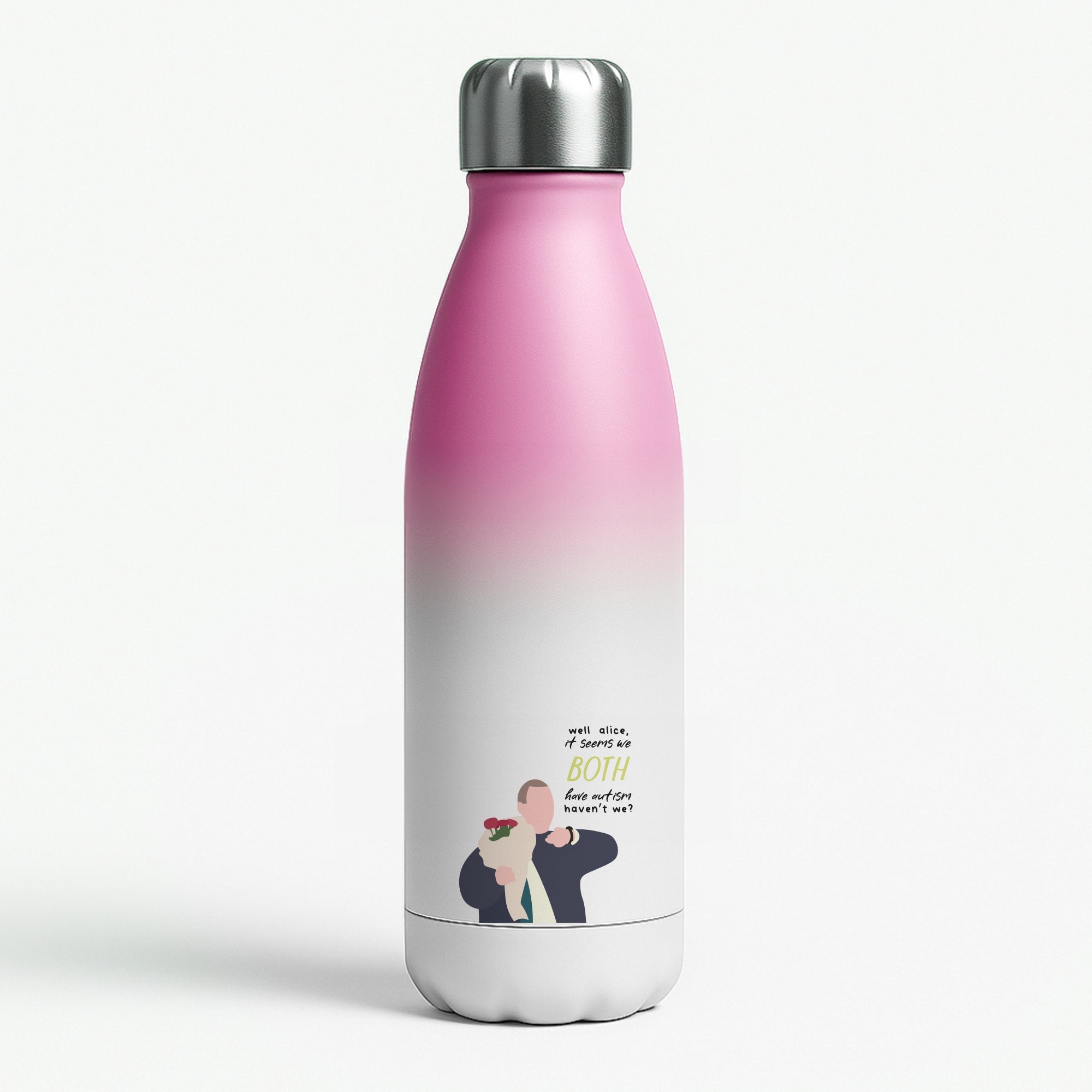 Seems We Both Have Autism - British Pop Culture Pink Water Bottle