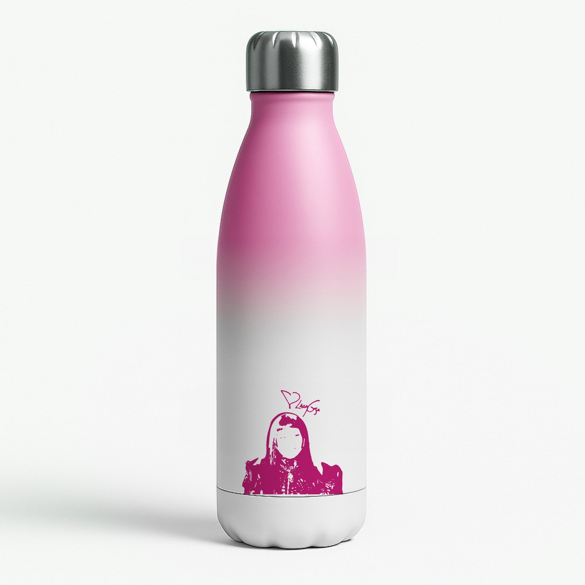 Pink Gaga Silhouette Pink Water Bottle
