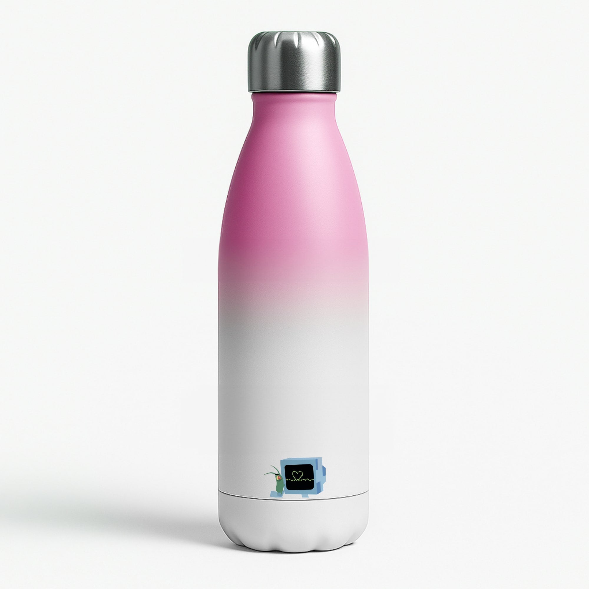 Plankton And Karen Pink Water Bottle