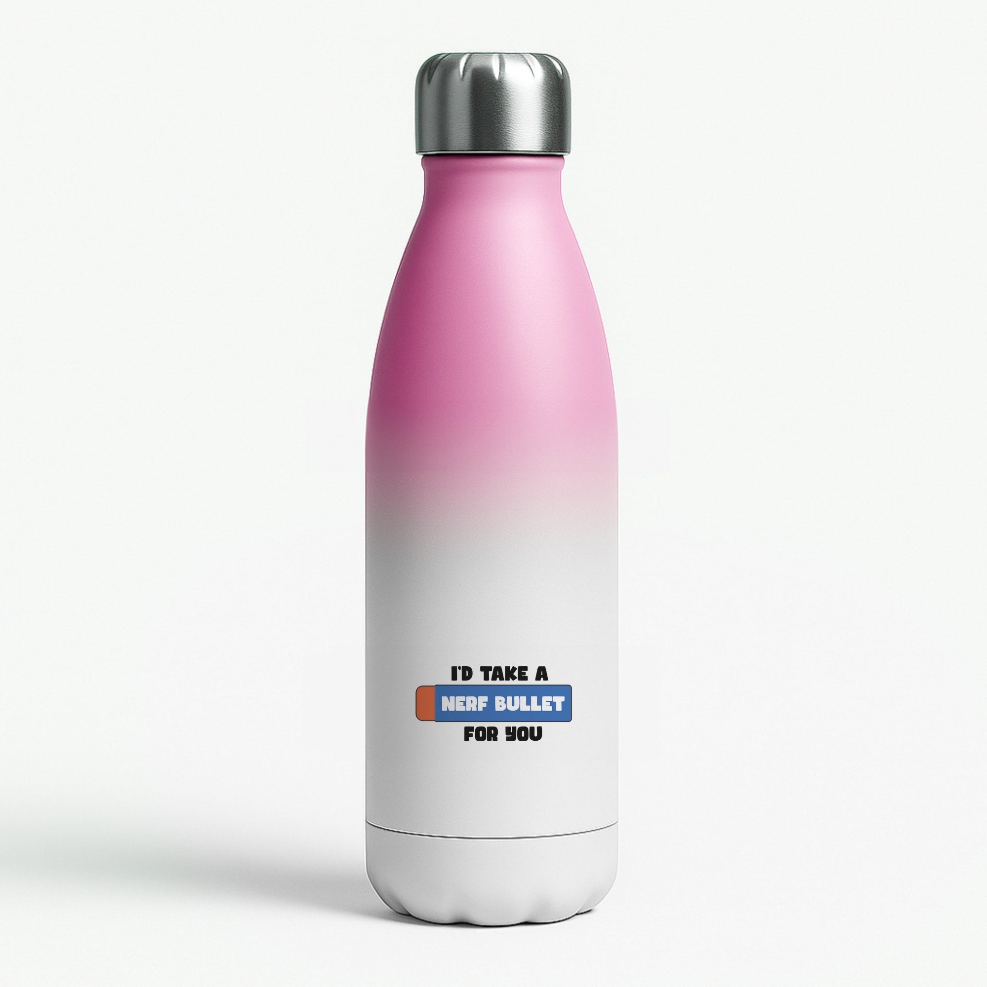 I'd Take A Nerf Bullet For You - Funny Quotes Pink Water Bottle