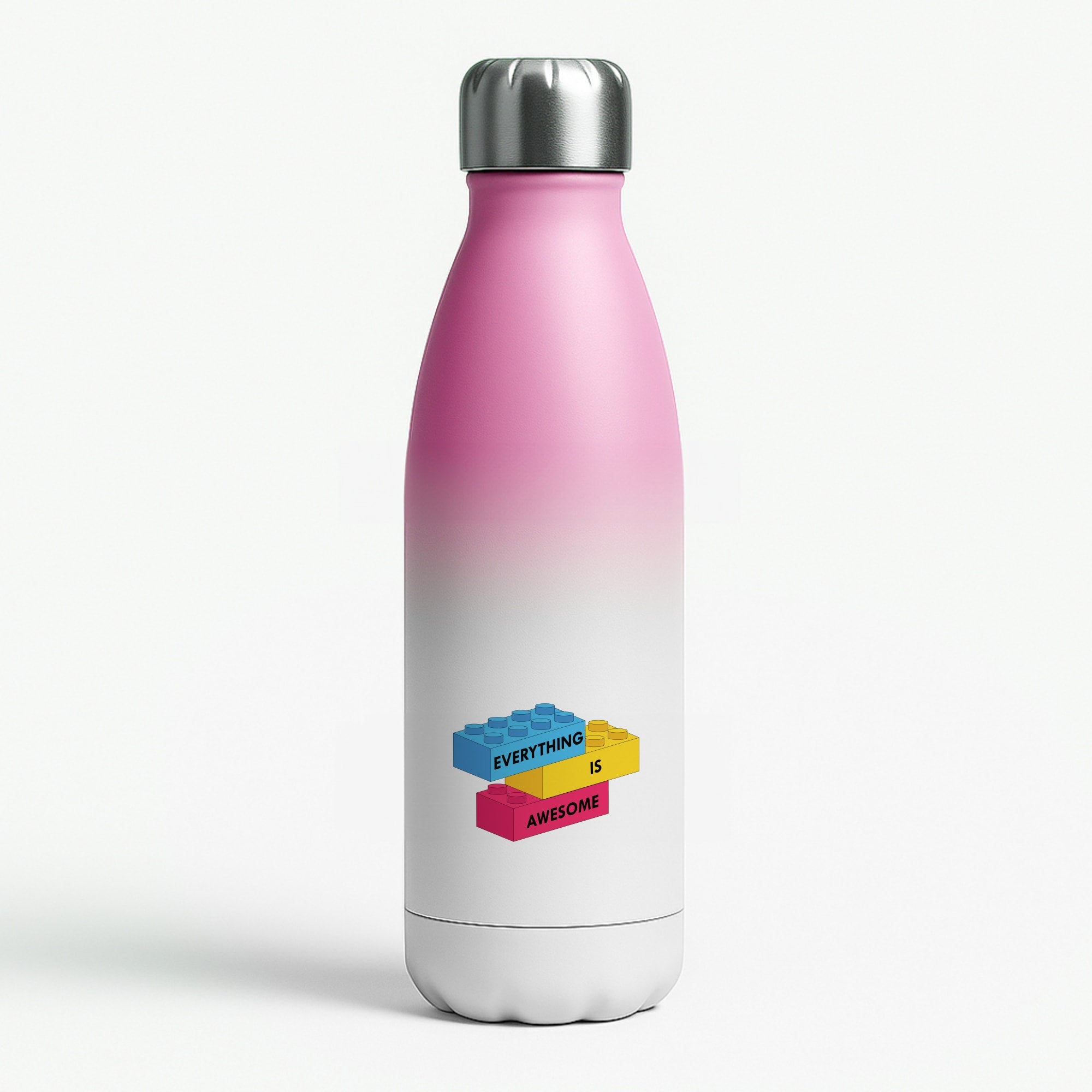 Everything Is Awesome Bricks Pink Water Bottle