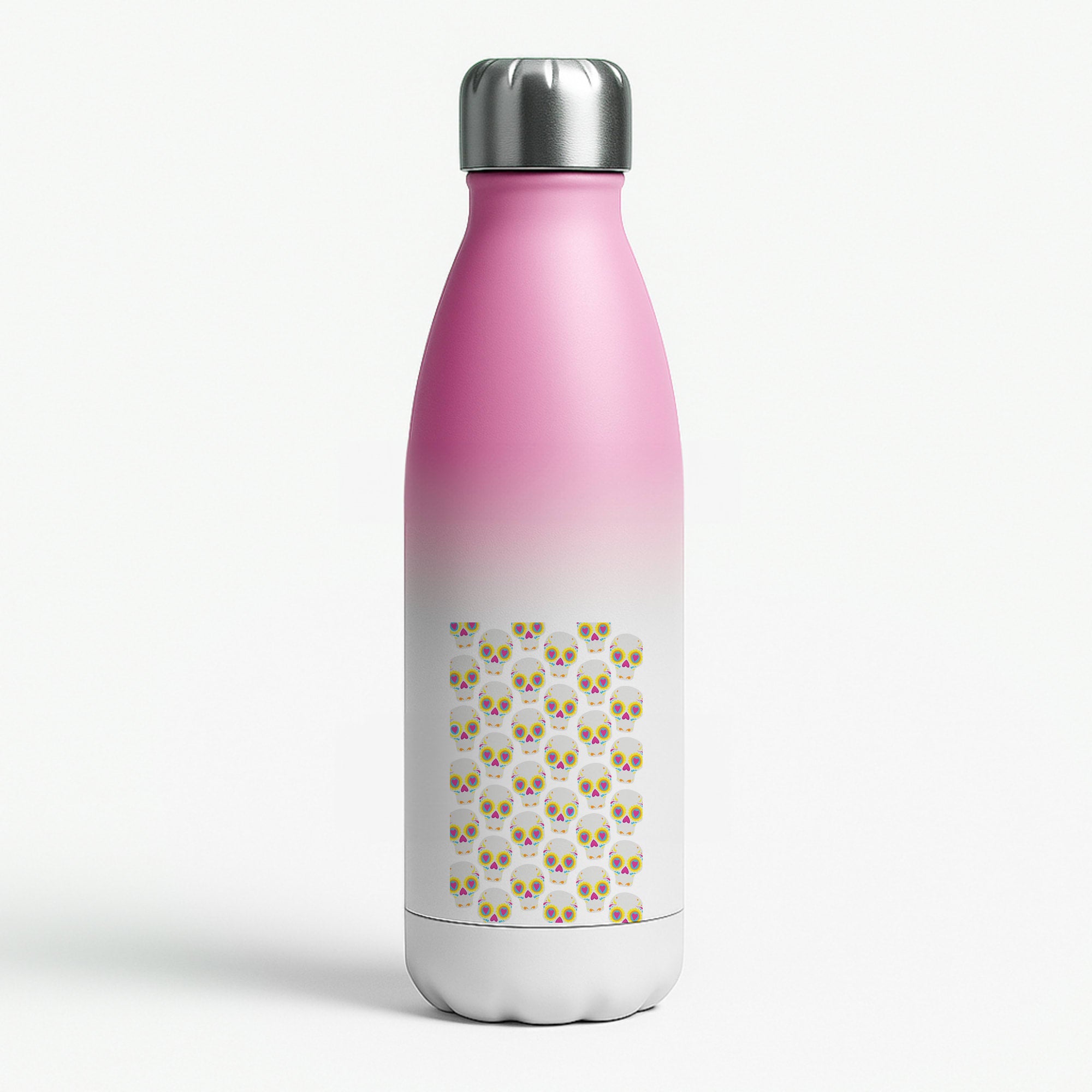 Skull Pattern - Halloween Pink Water Bottle