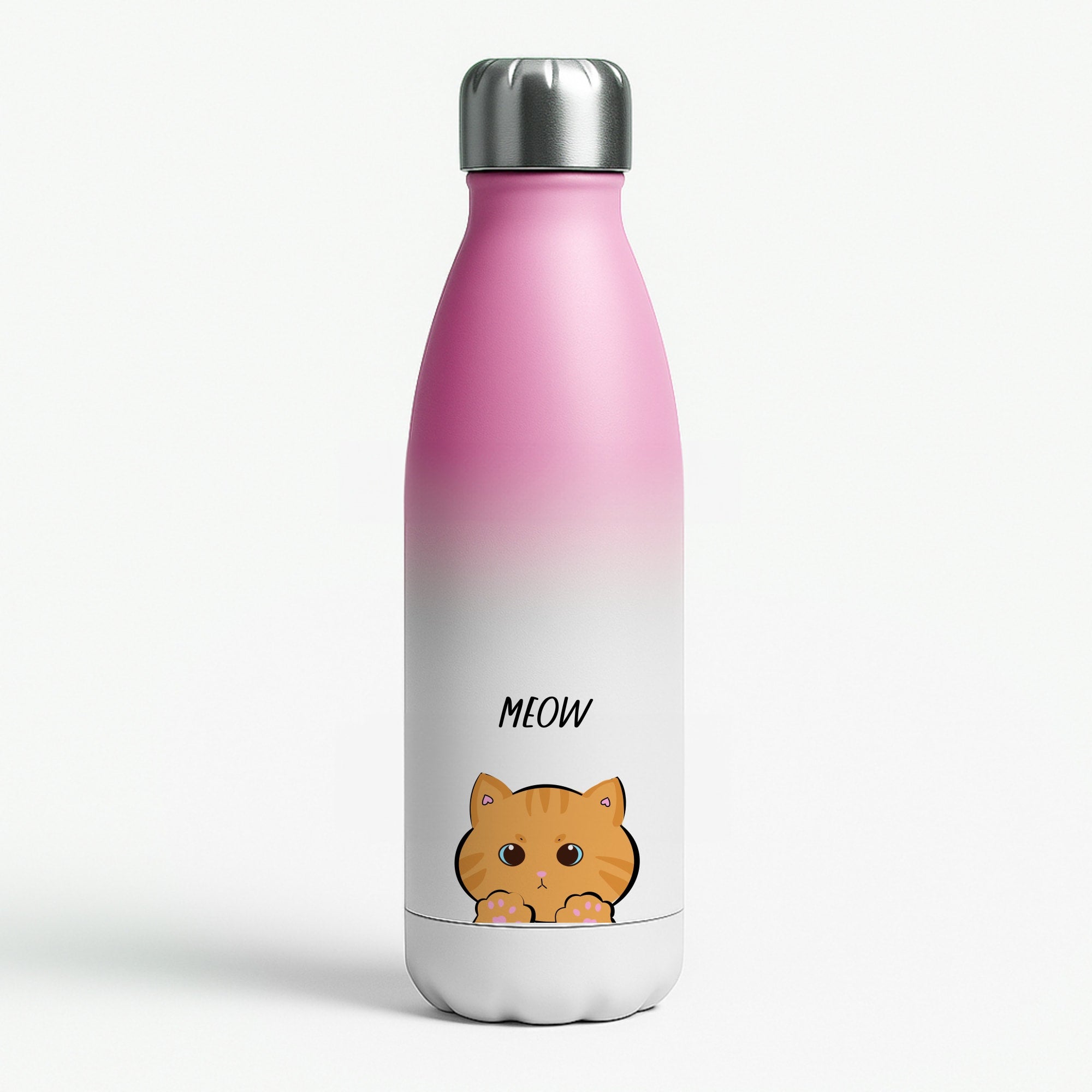 Ginger Cat - Cats Pink Water Bottle