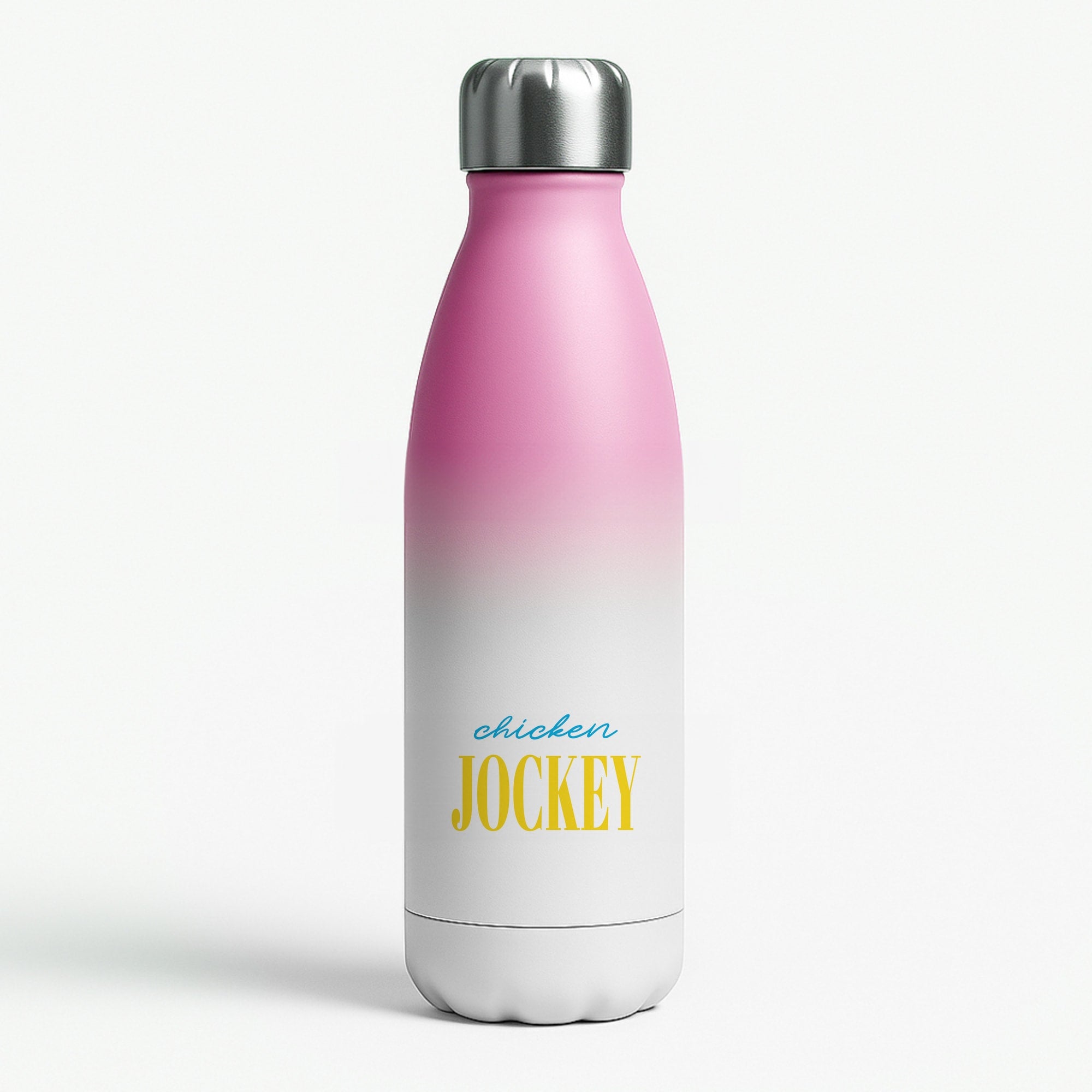 Chicken Jockey Blue Pink Water Bottle