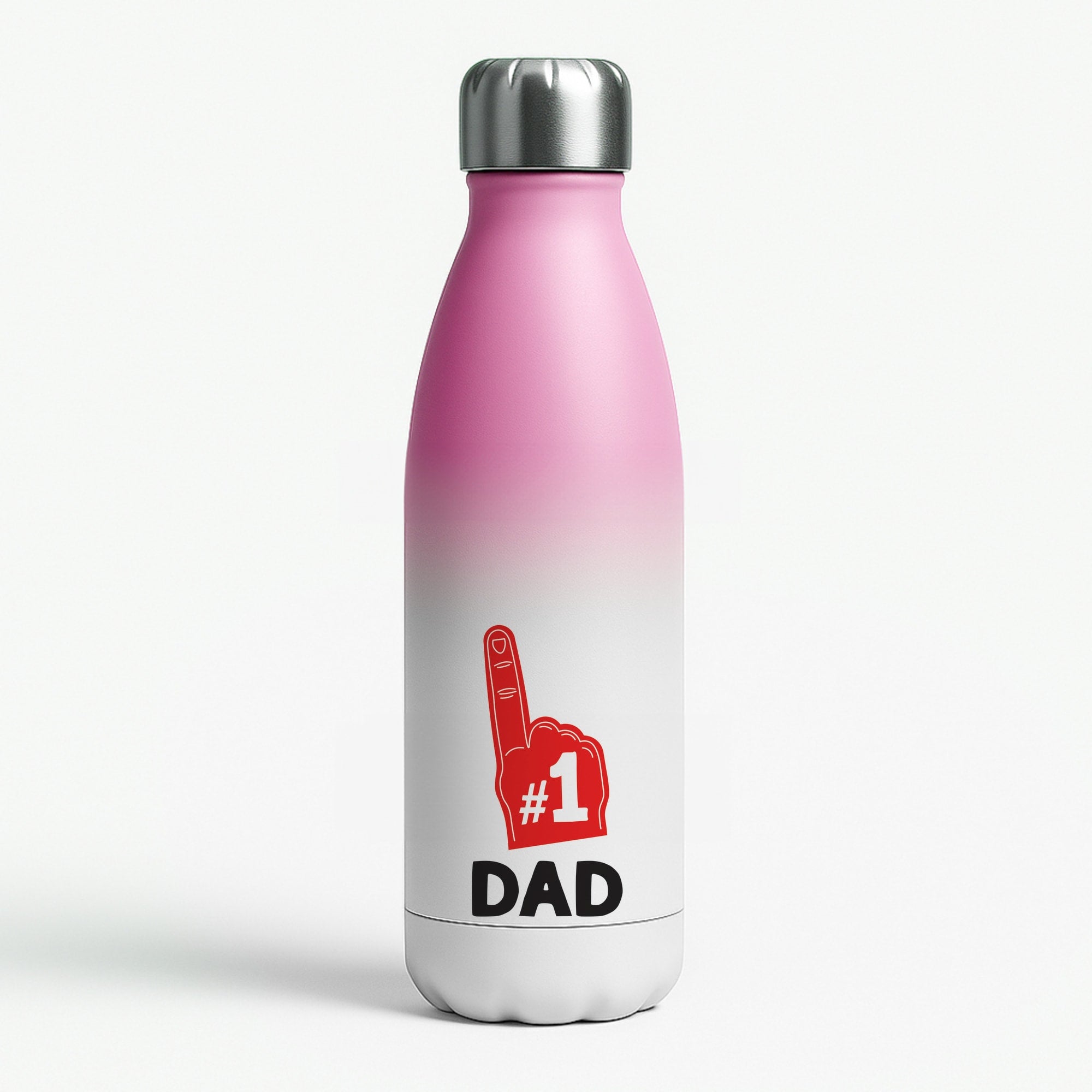 #1 Dad Foam Finger Pink Water Bottle