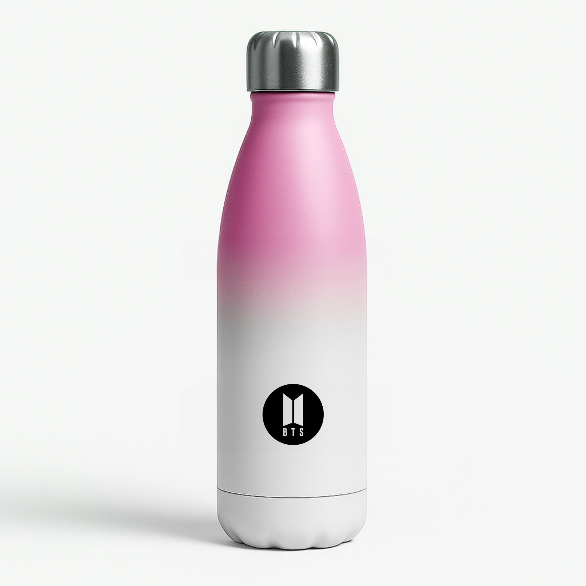 BTS logo Black - K Pop Pink Water Bottle