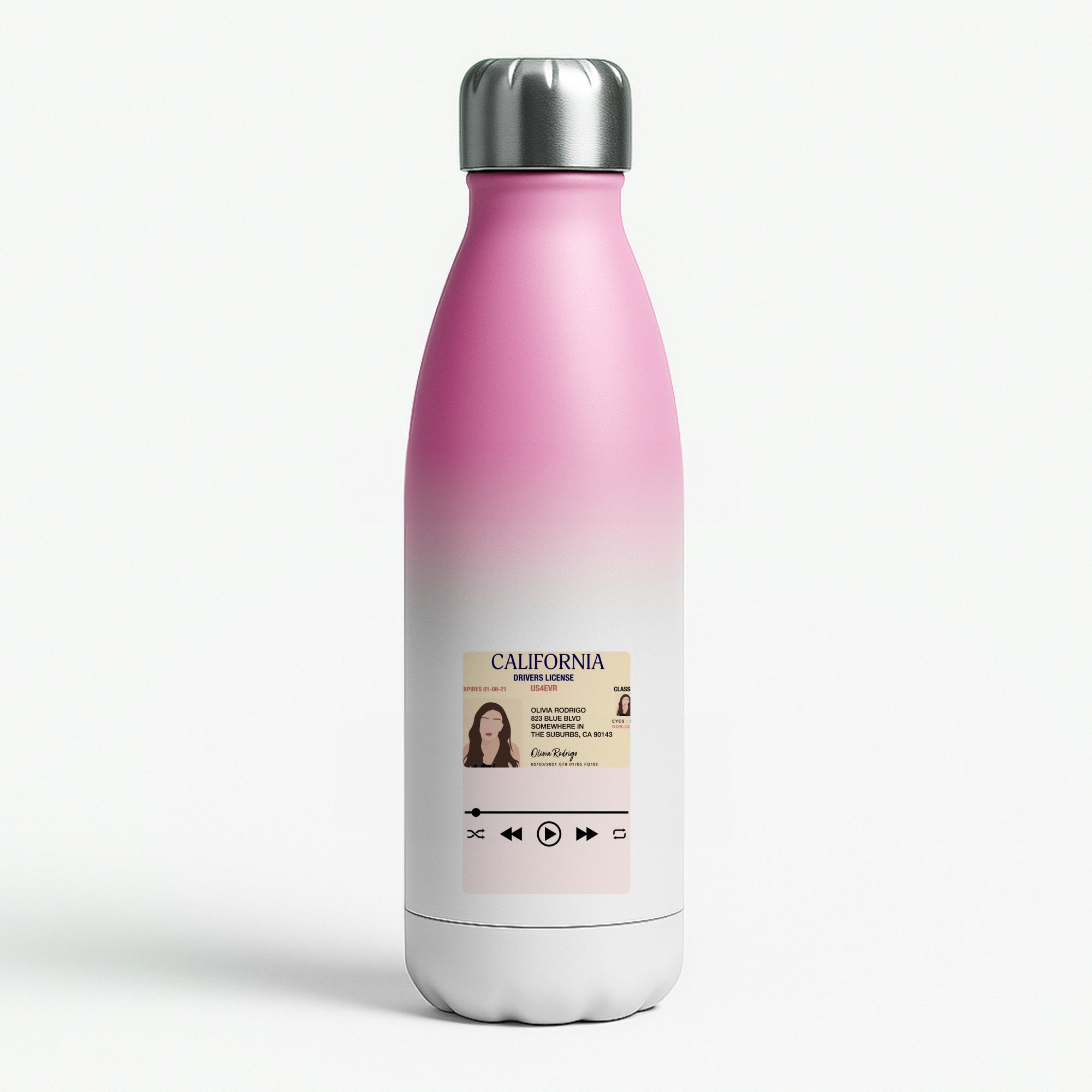 Drivers License - Olivia TikTok Pink Water Bottle