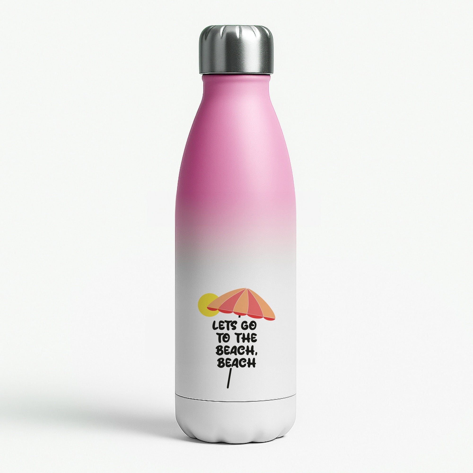 Lets Go To The Beach - Summer Quotes Pink Water Bottle