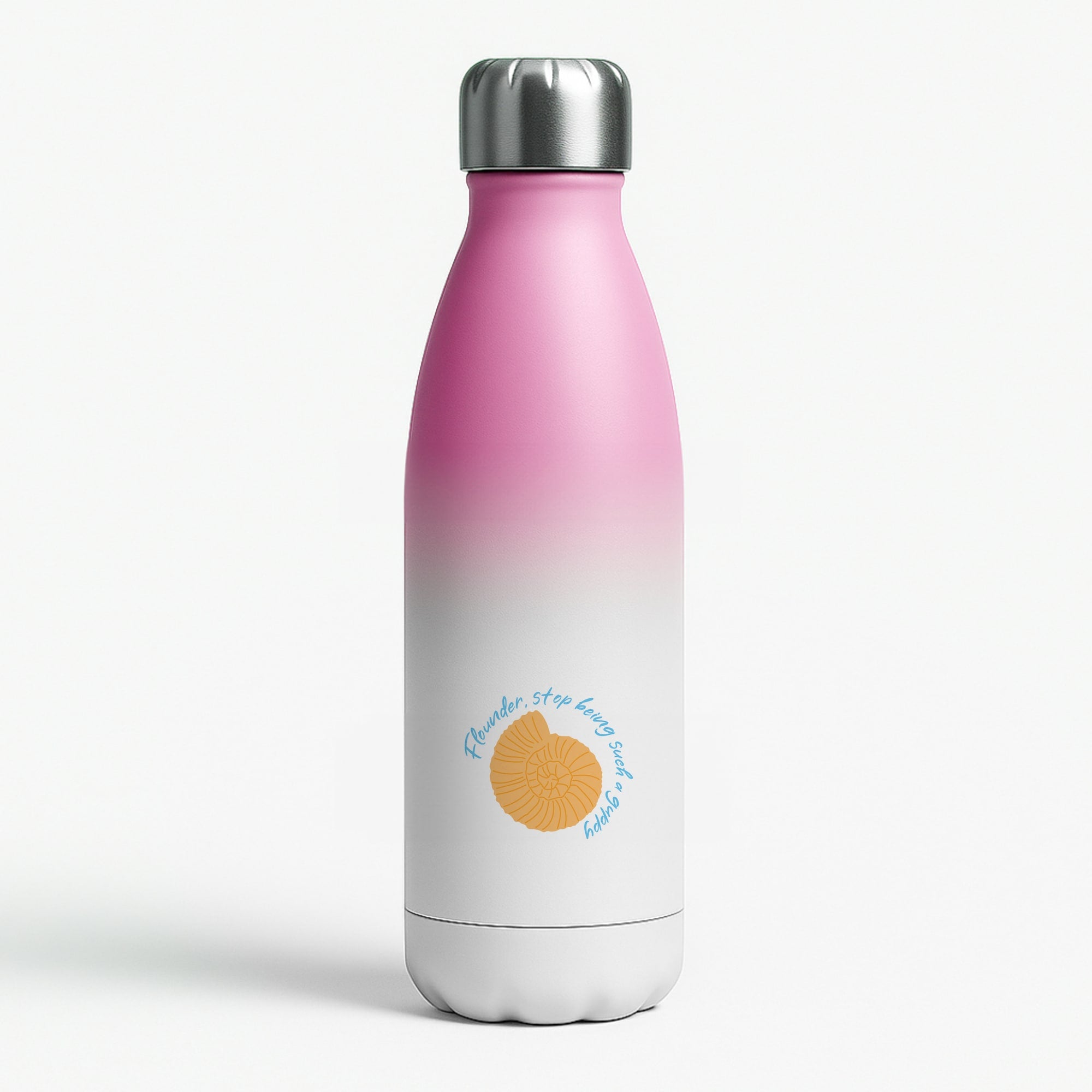 Flounder - The Little Mermaid Pink Water Bottle