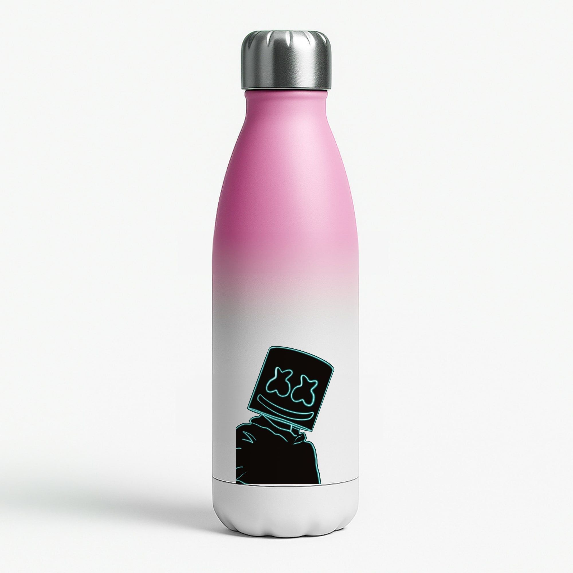 Black White Helmet DJ Neon Pink Water Bottle